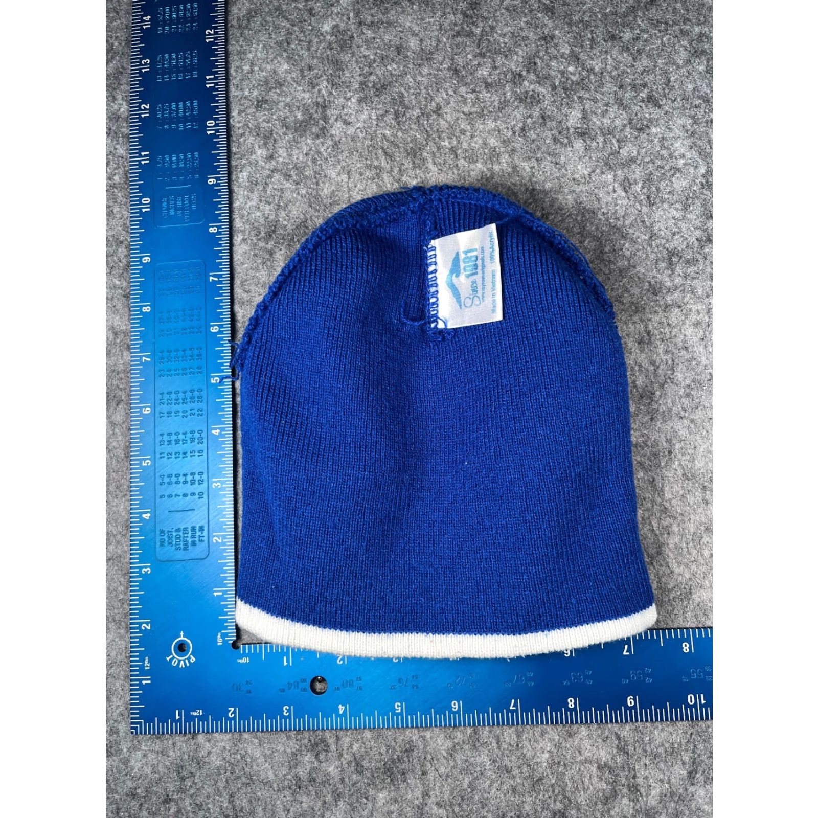 Vintage My Town Originals Bulldogs Beanie Hat Adult One Size Blue Knit 100% Acrylic Embroidered Beanie Size ONE SIZE - 6 Thumbnail