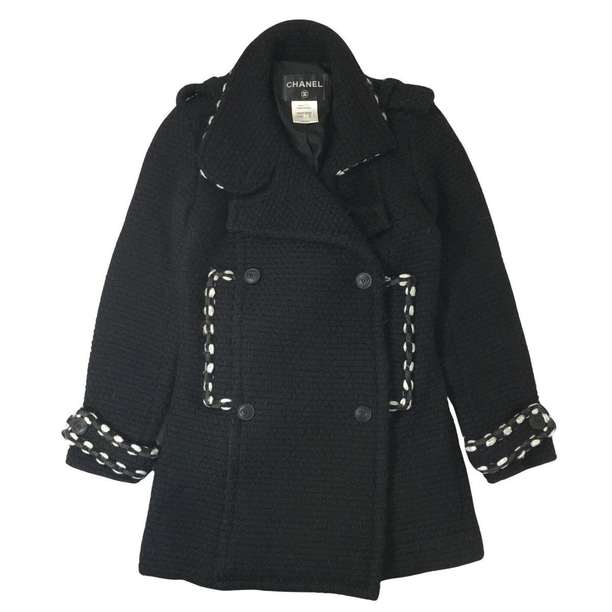 Chanel CHANEL P Tweed Knit Coat Wool Black P39397V28326 2010 wome Size XS / US 0-2 / IT 36-38 - 4 Thumbnail