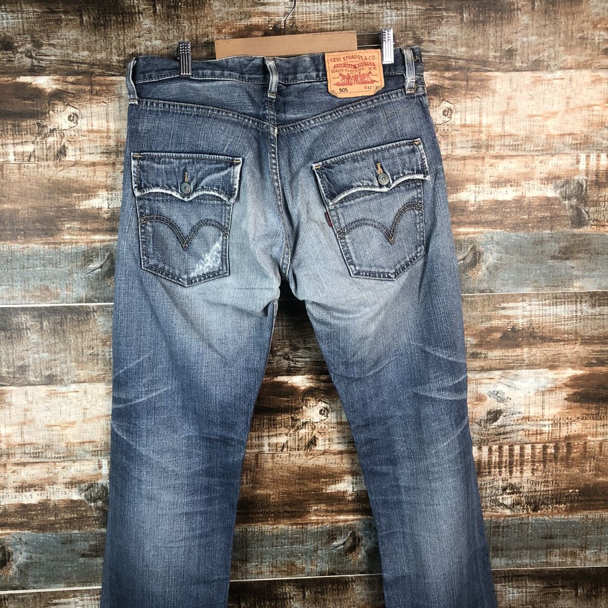 Levi's DL Levis 505 Blue Distressed Denim Pants #C299 Size US 32 / EU 48 - 15 Thumbnail