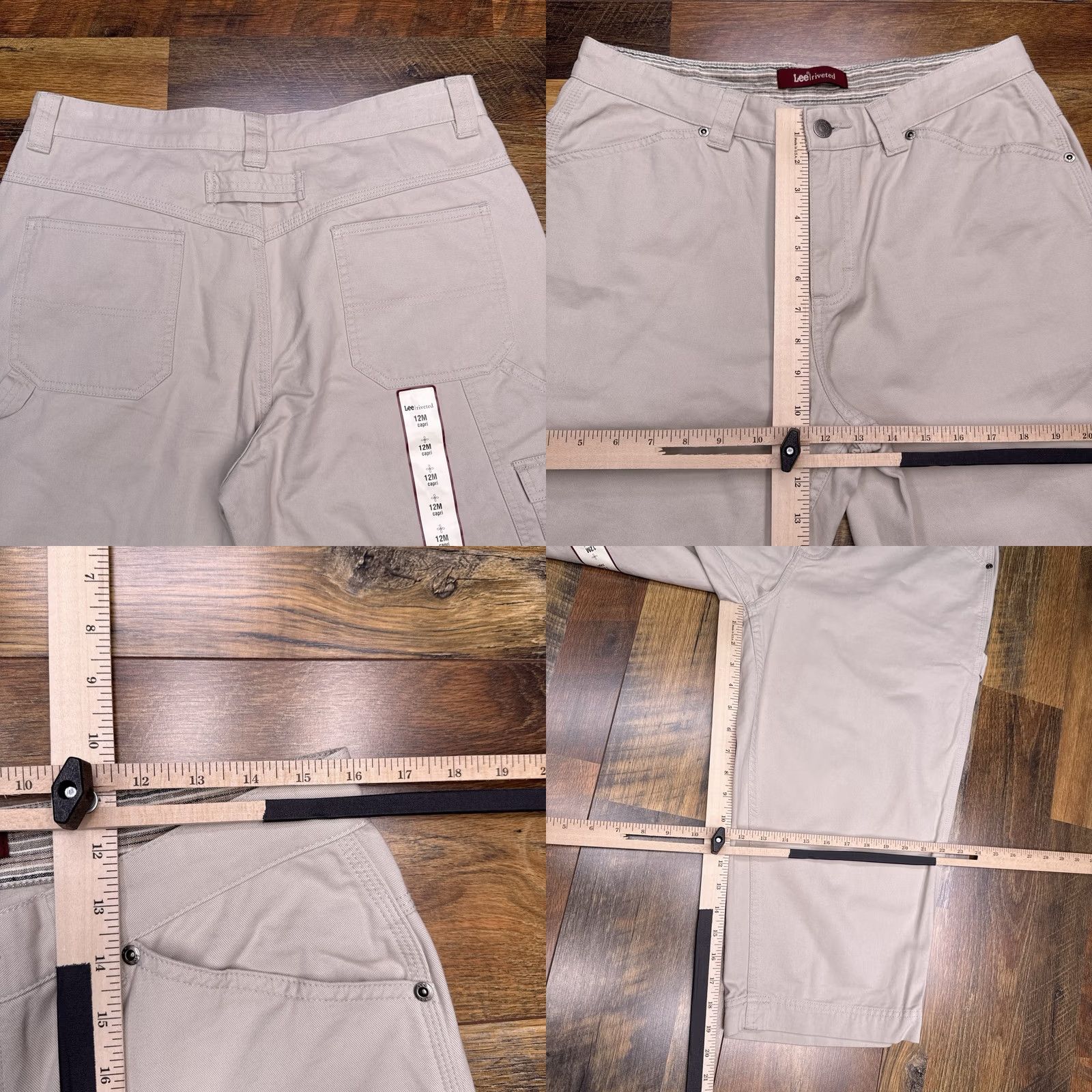 Lee Lee Capri Pants Womens 12M Tan High Rise Twill Relaxed Straight 19.5in 32in Waist Button Zip NWT Size 34" / US 12 / IT 48 - 8 Thumbnail