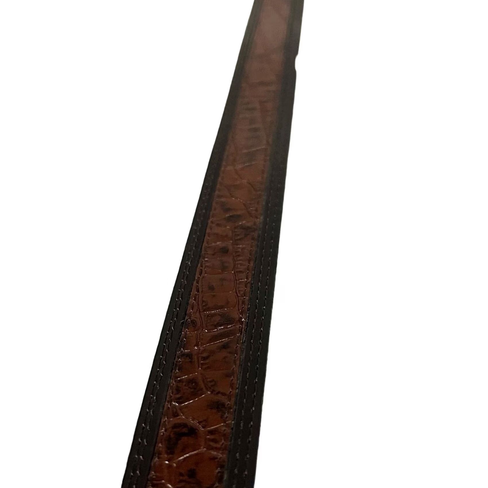 Vintage Scandia woods Belt Men 2XL Big & Tall Brown Leather Crocodile Texture Size ONE SIZE - 3 Thumbnail