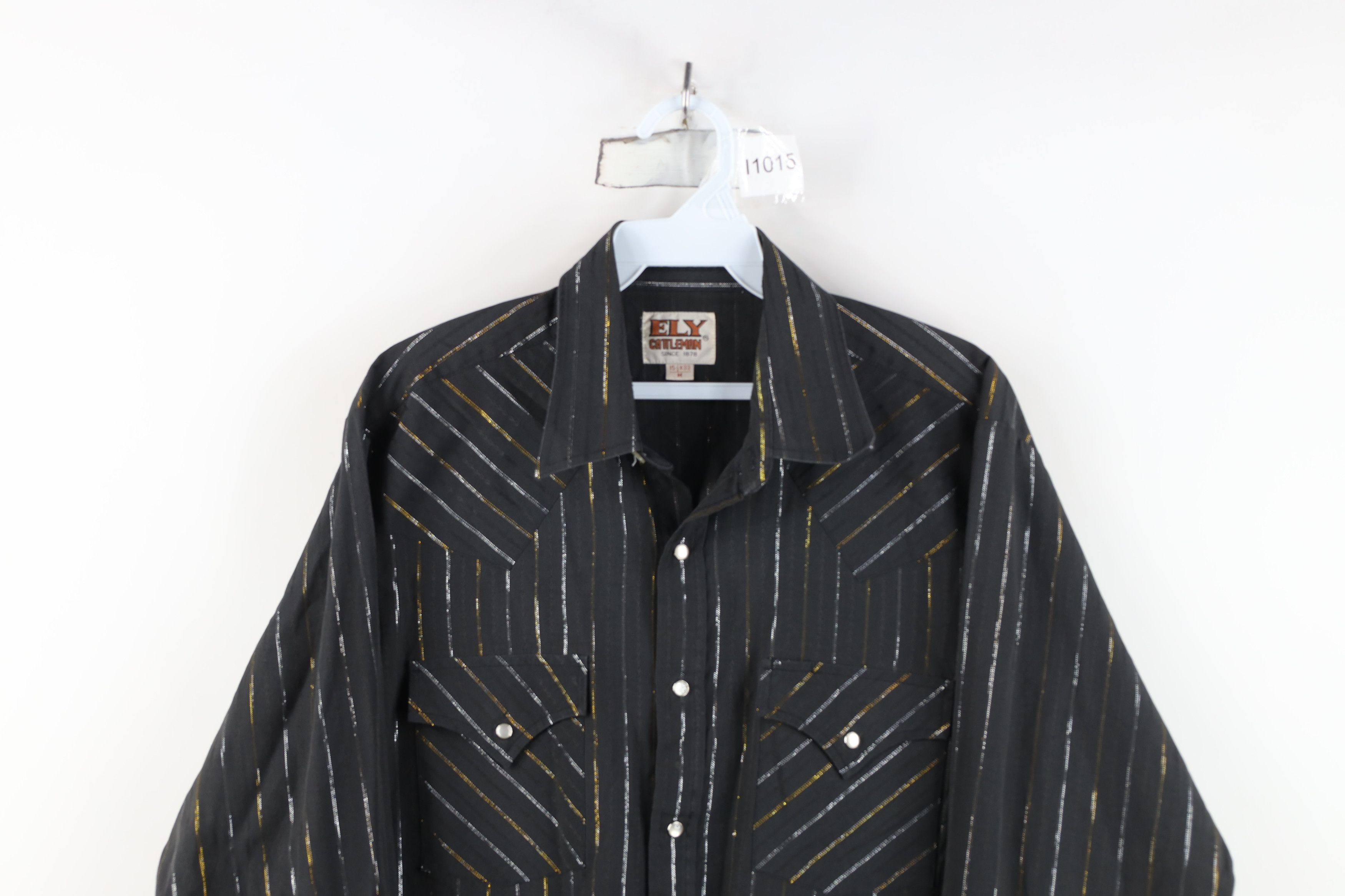 Vintage Vintage 90s Streetwear Metallic Striped Western Button Shirt Size US M / EU 48-50 / 2 - 2 Thumbnail