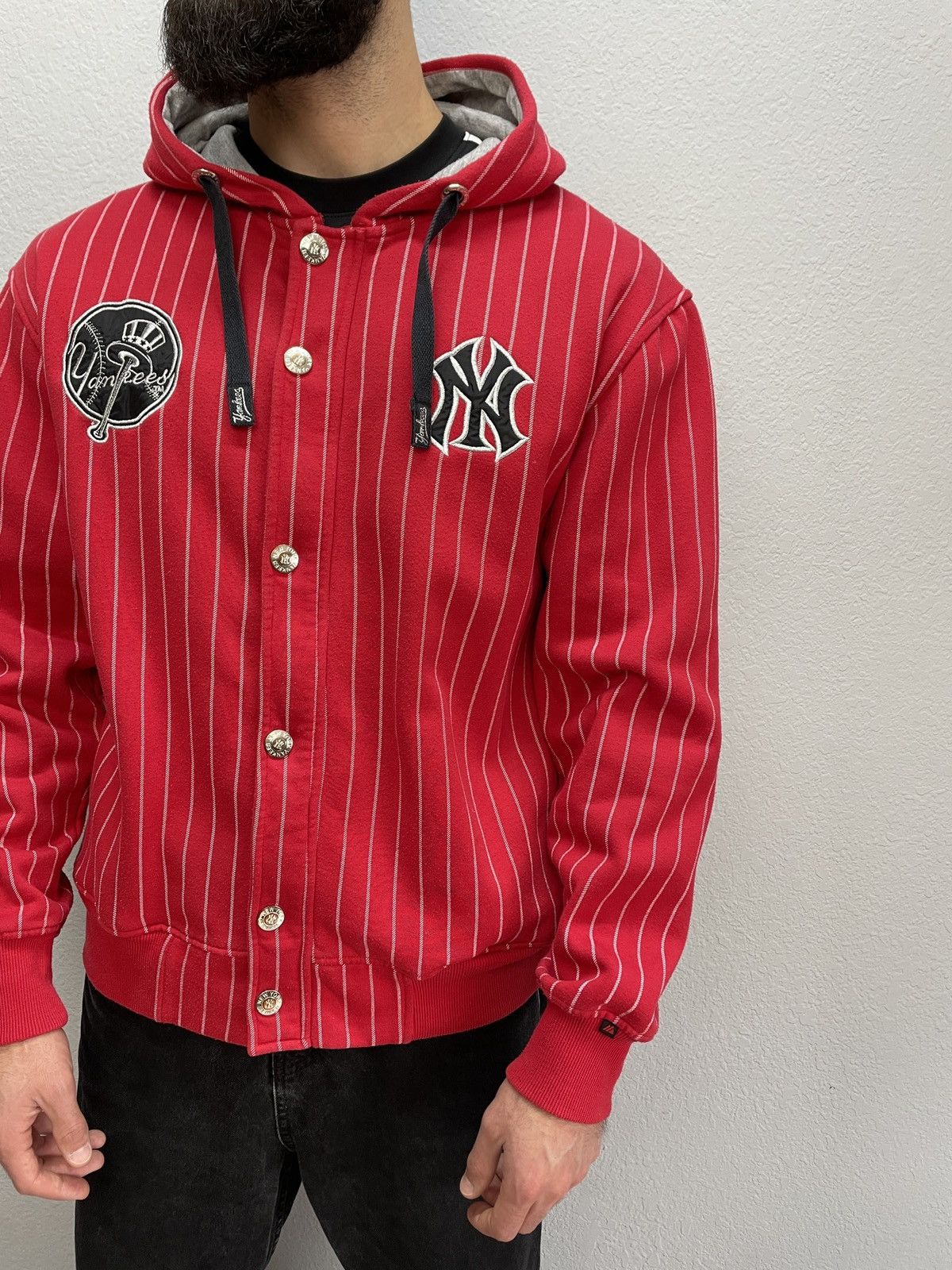 New York Yankees Red Y2K Yankees Zip Hoodie w/ Rhinestone Buttons New York Size US XL / EU 56 / 4 - 2 Thumbnail