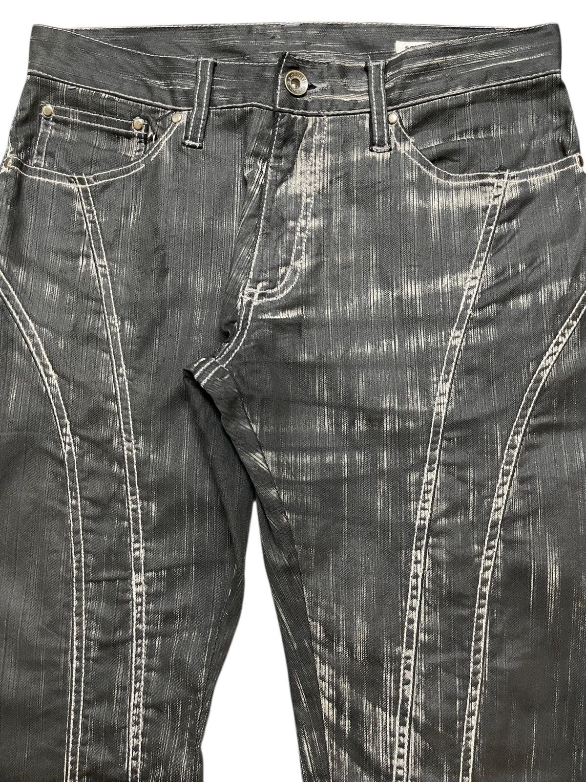 In The Attic Vintage Japan In The Attic Faded Wash Spiral Flocked Flare Size US 29 - 4 Thumbnail