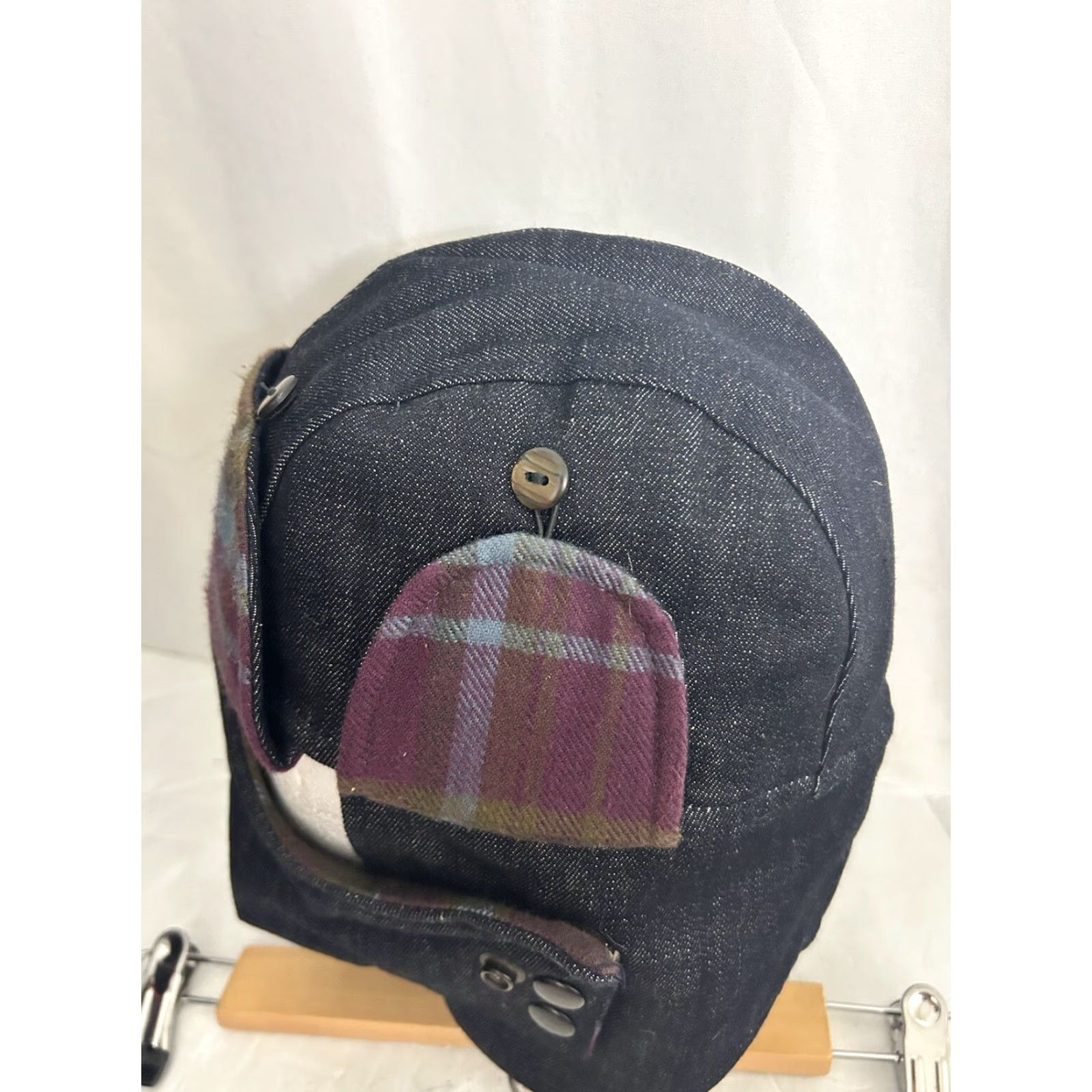 J Brand Marauder Trapper Hat Men Denim Blue Lined Dark Wash Size M/Medium Size ONE SIZE - 6 Thumbnail