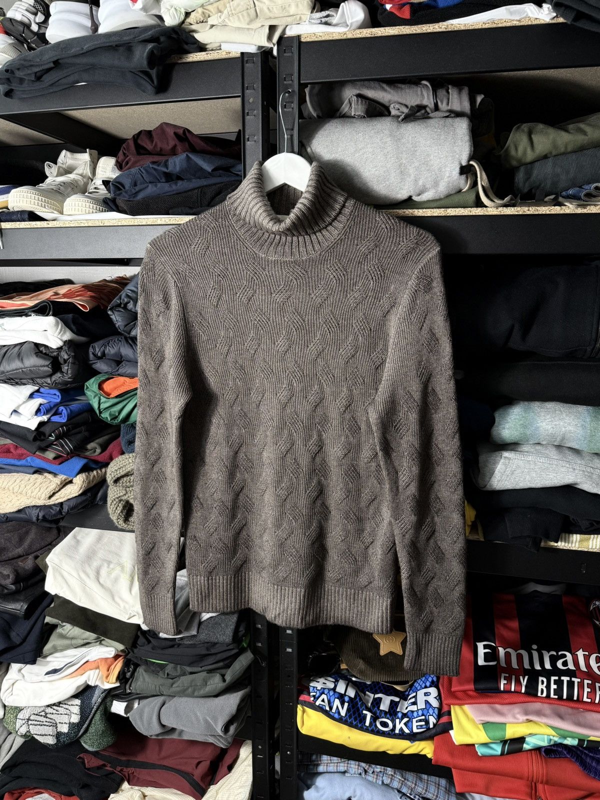 Gran Sasso Gran Sasso Italy Wool Turtleneck Sweater Brown Cable Knit Size US M / EU 48-50 / 2 - 1 Thumbnail