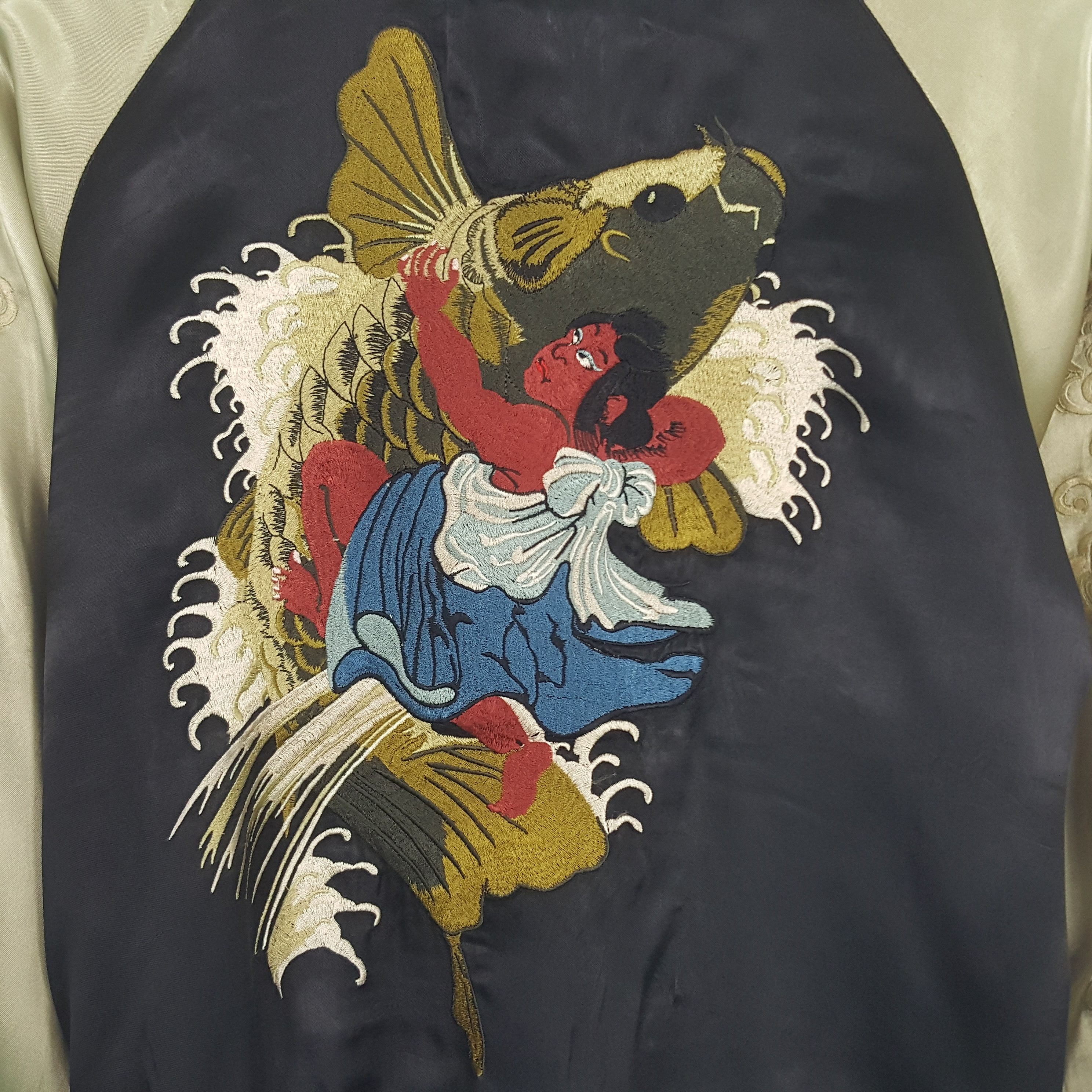 Vintage Vintage Sukajan Fish Koi Japan Reversible Zipper Jacket Size US M / EU 48-50 / 2 - 2 Thumbnail