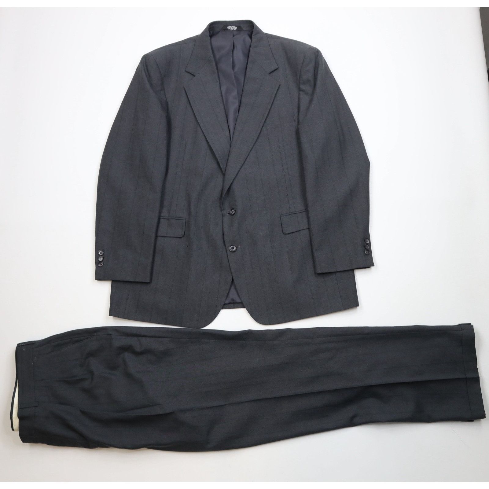 Vintage Vintage 90s Streetwear 2 Piece Wool Striped Suit Wedding Size 48R - 1 Thumbnail