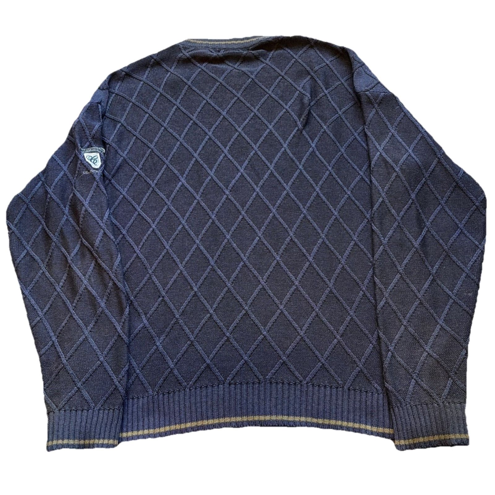 VINTAGE HEAD Golf Sweater Men Large Navy Blue Cotton Knit Embroidered Pullover