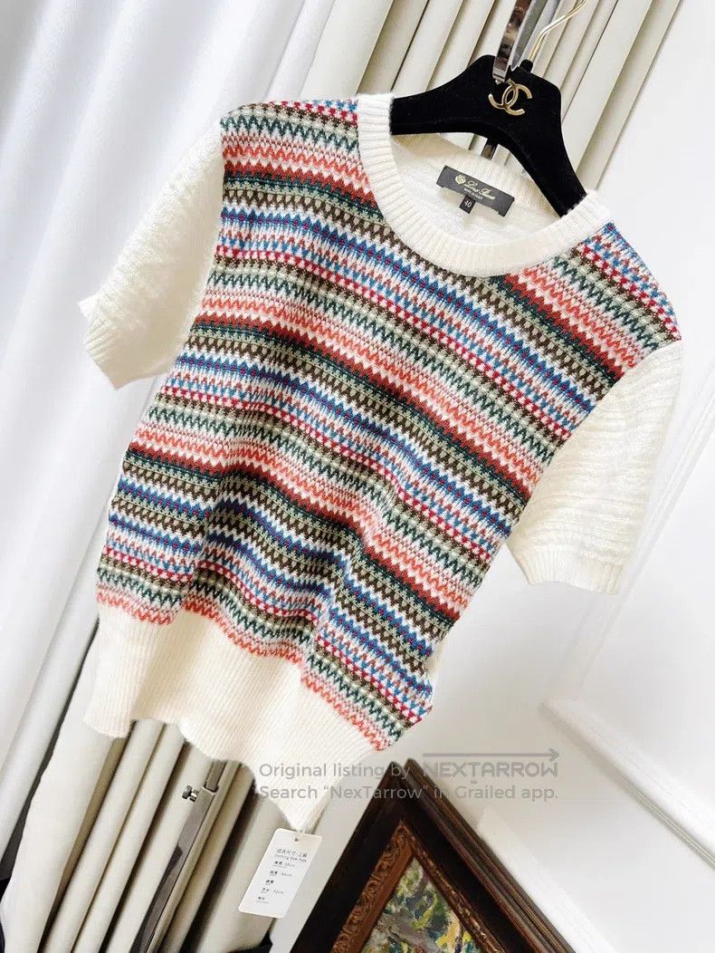 Loro Piana Colorful Knitted Cashmere Short Sleeve