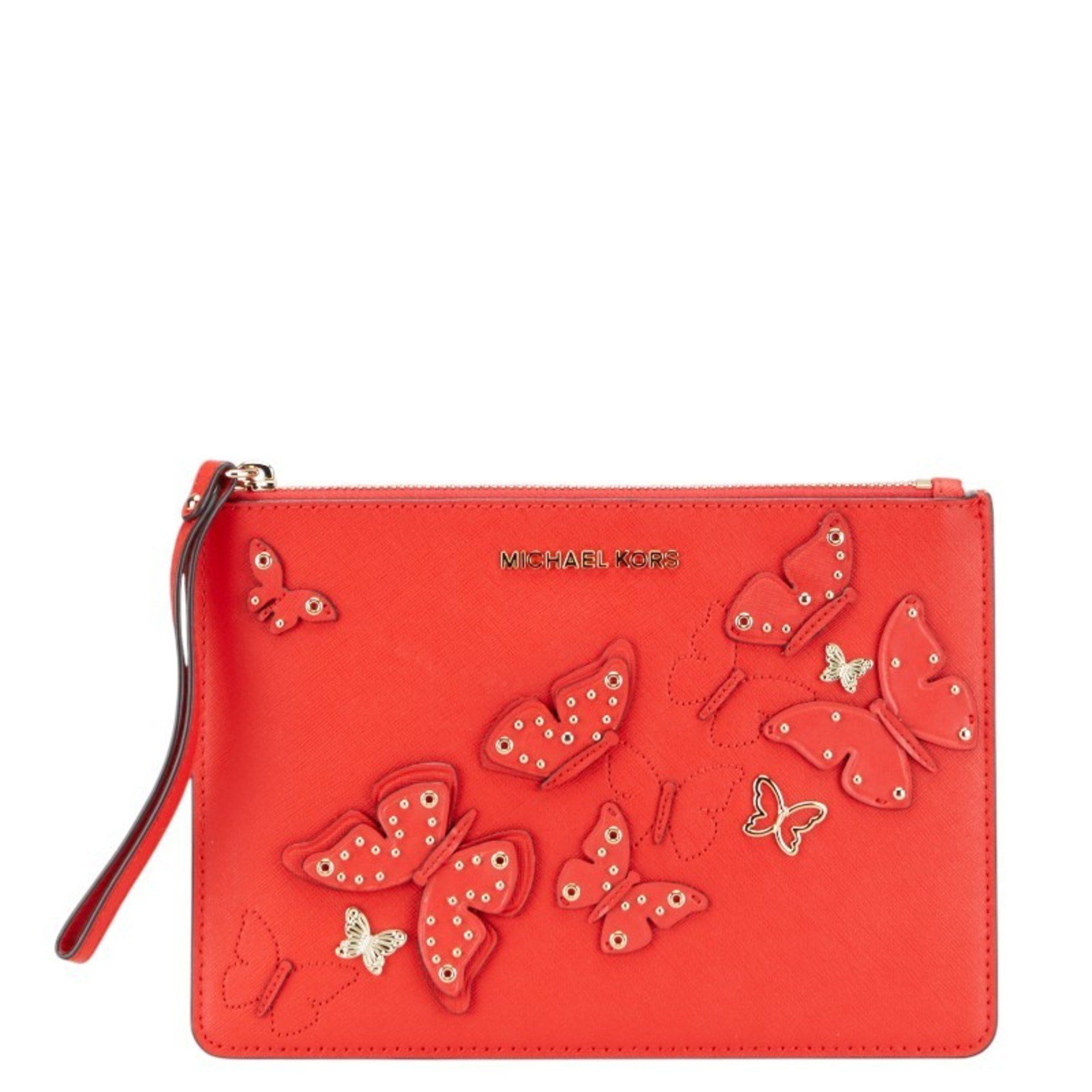 Michael Kors Michael Kors Butterfly Motif Clutch Bag/Second Bag Red Leather Women's Size ONE SIZE - 1 Thumbnail