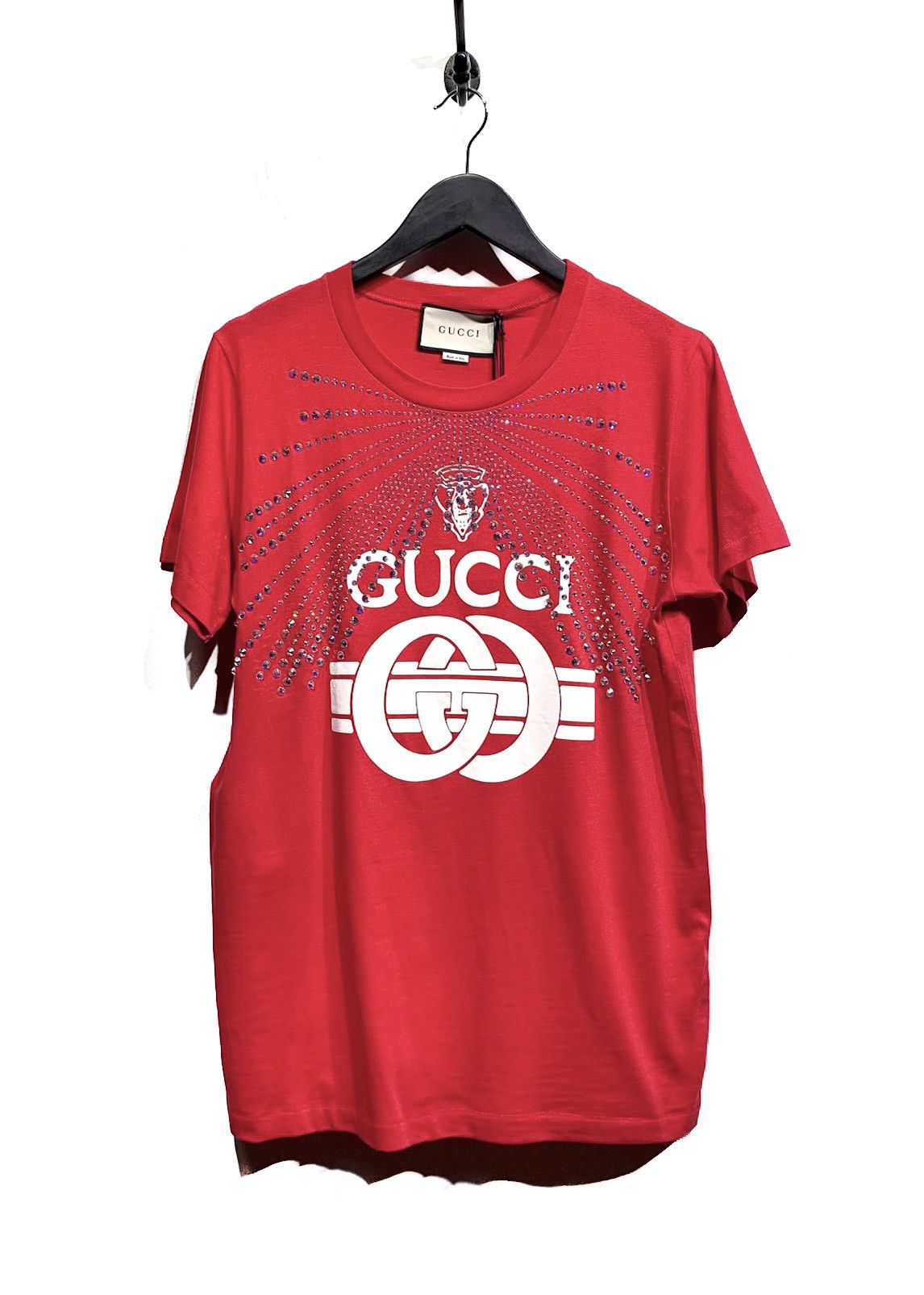Gucci Gucci 2019 Red Logo Graphic Print Swarovski T-shirt Size L / US 10 / IT 46 - 1 Thumbnail