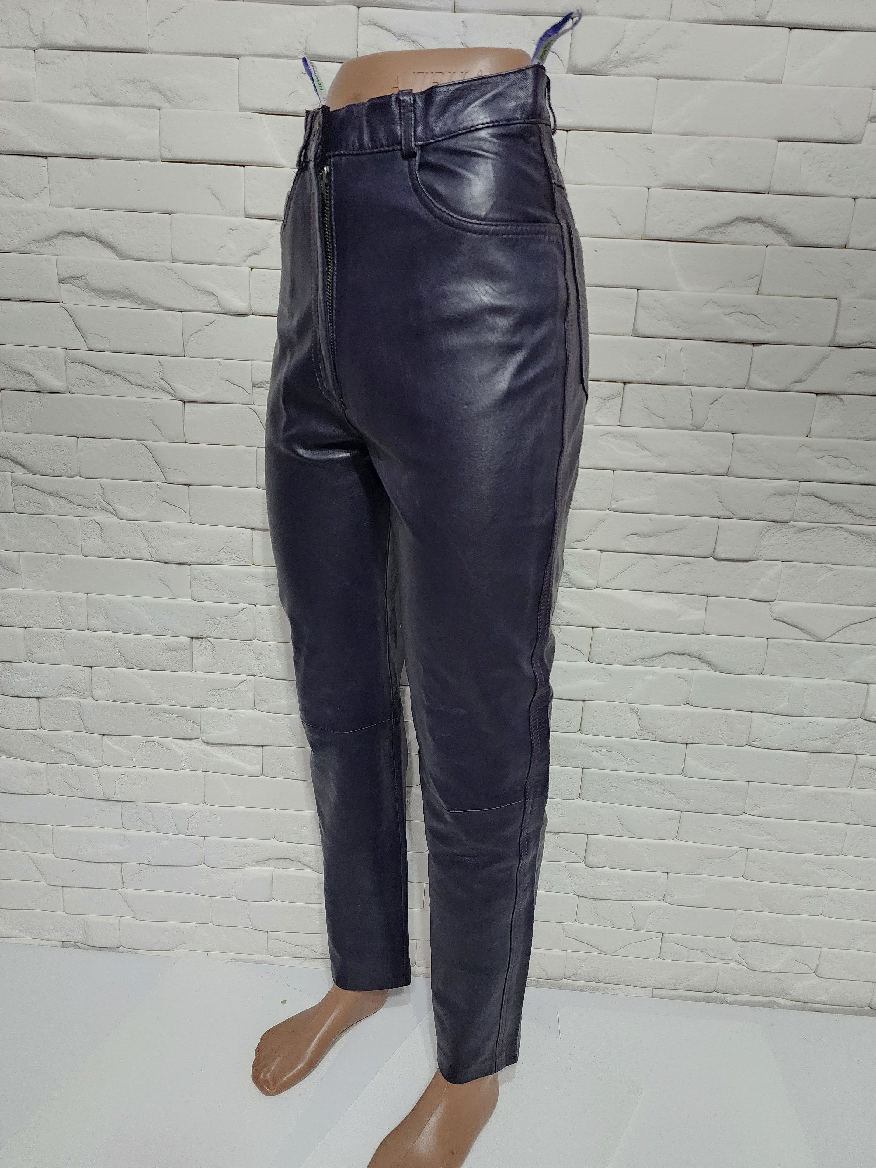 Genuine Leather Women's purple leather pants. Size 29" - 2 Thumbnail