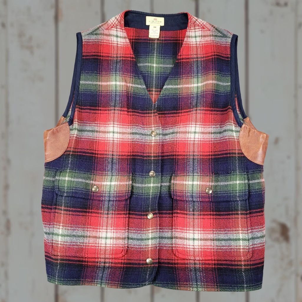 Vintage VINTAGE Limited America Womens Vest Plaid Wool Leather Accent Size M Medium Size M / US 6-8 / IT 42-44 - 1 Thumbnail