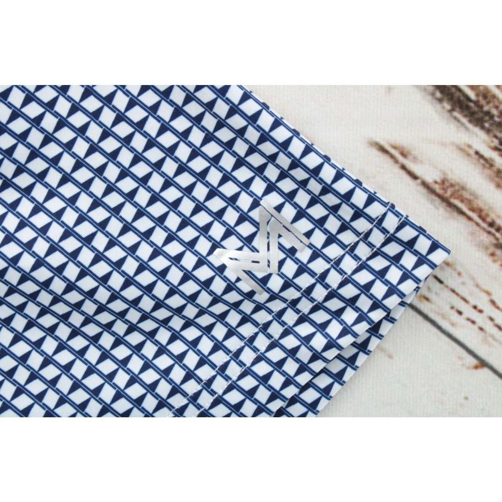 Vintage Maelreg Performance Polo Shirt Men L Blue White Stretch Golf Geometric Size US L / EU 52-54 / 3 - 4 Thumbnail