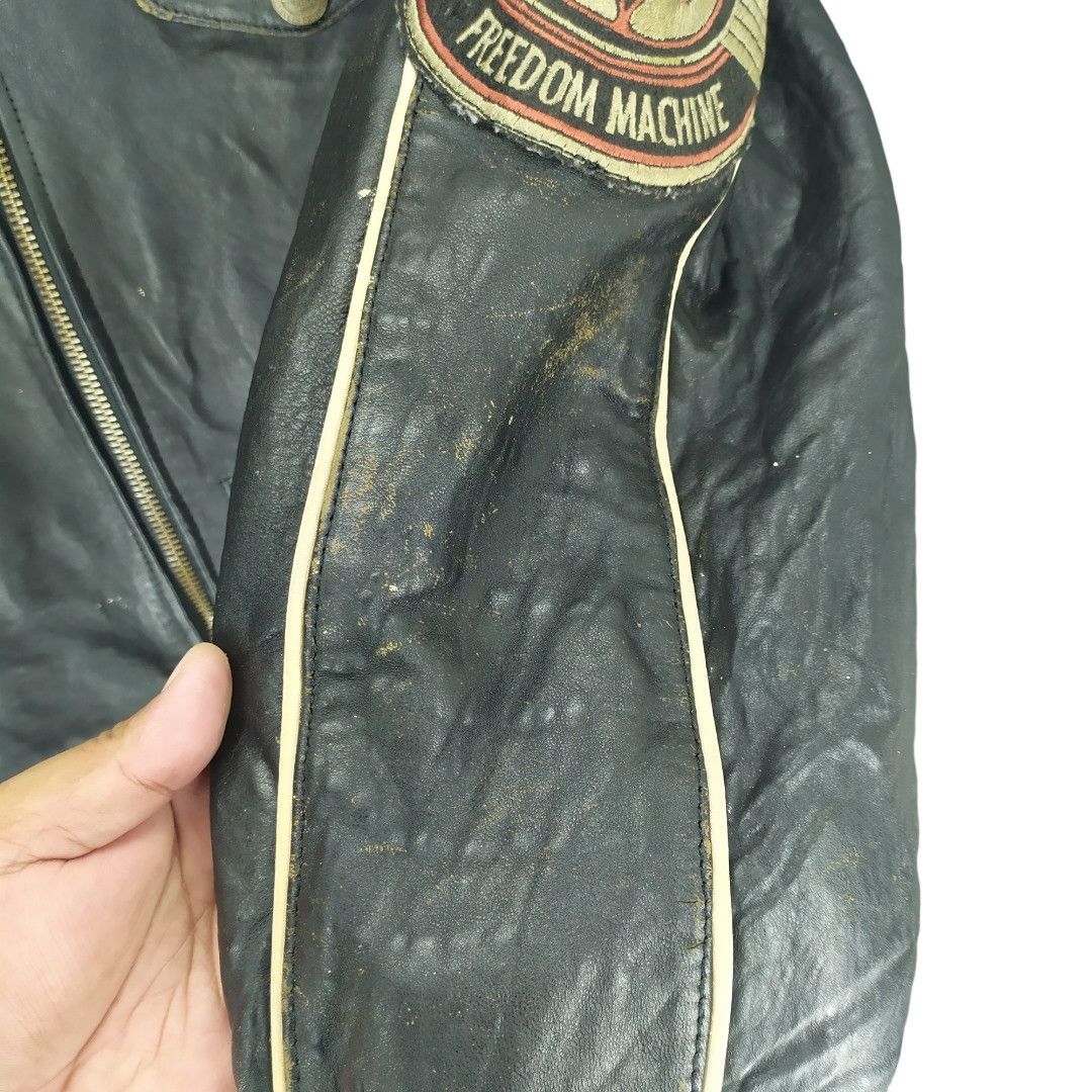 Harley Davidson TRASHED🔥 80's HD Patches Big Logo Leather Jacket #949 Size US M / EU 48-50 / 2 - 20 Thumbnail