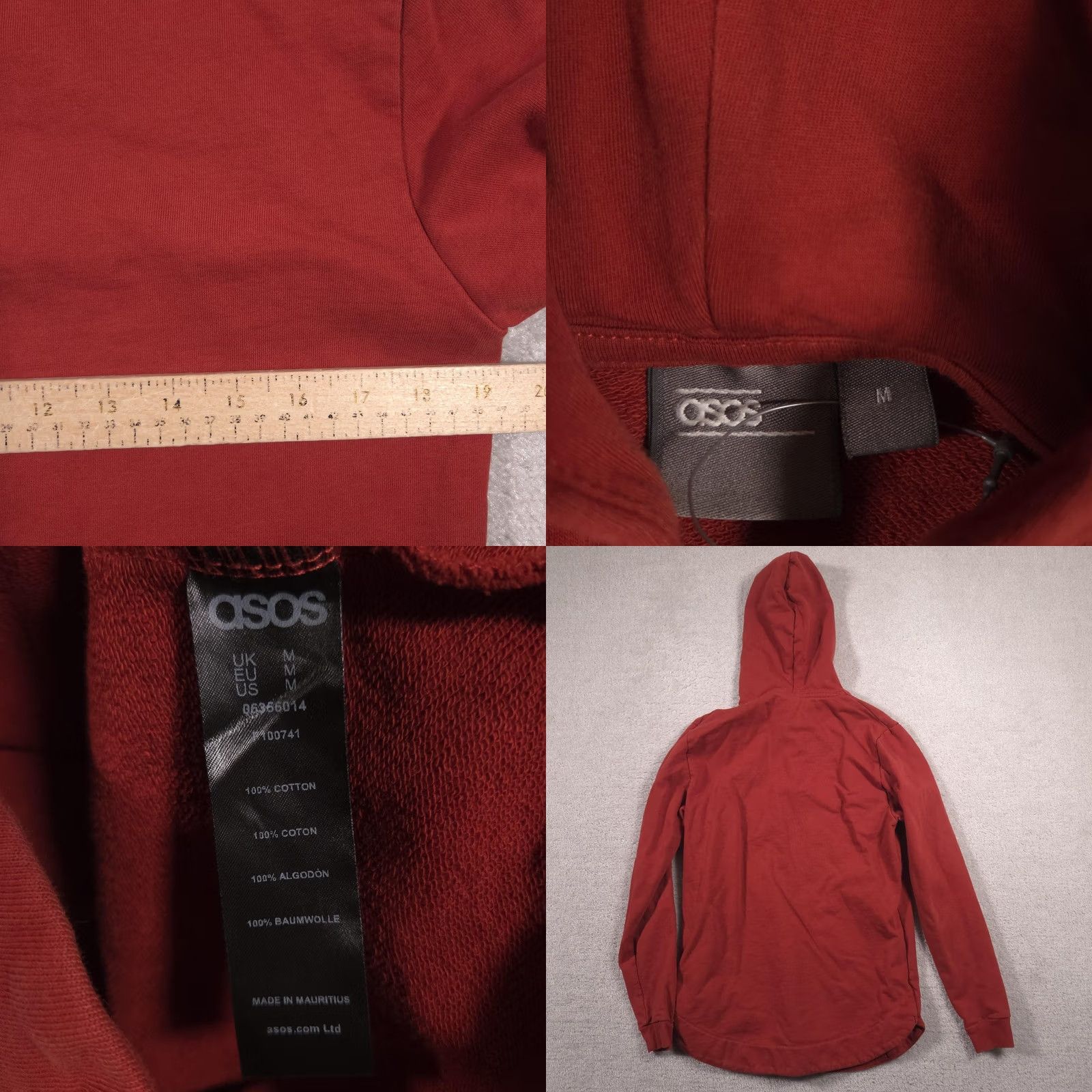 Asos ASOS Hoodie Mens M Orange Pullover Sweatshirt Solid Curved Hem Longline Mens Regular Fit Crew Neck Long Sleeve Size US M / EU 48-50 / 2 - 8 Thumbnail