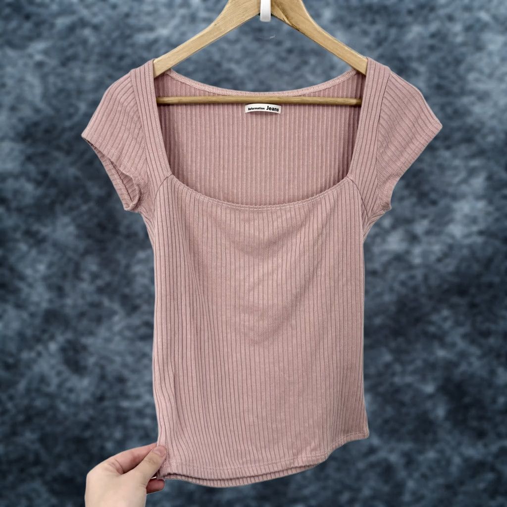 Reformation Reformation Top Small Pink Soft Crop Stretch Luxury Capsule Parisian Coquette Shirt Womens XS? Size S / US 4 / IT 40 - 1 Thumbnail