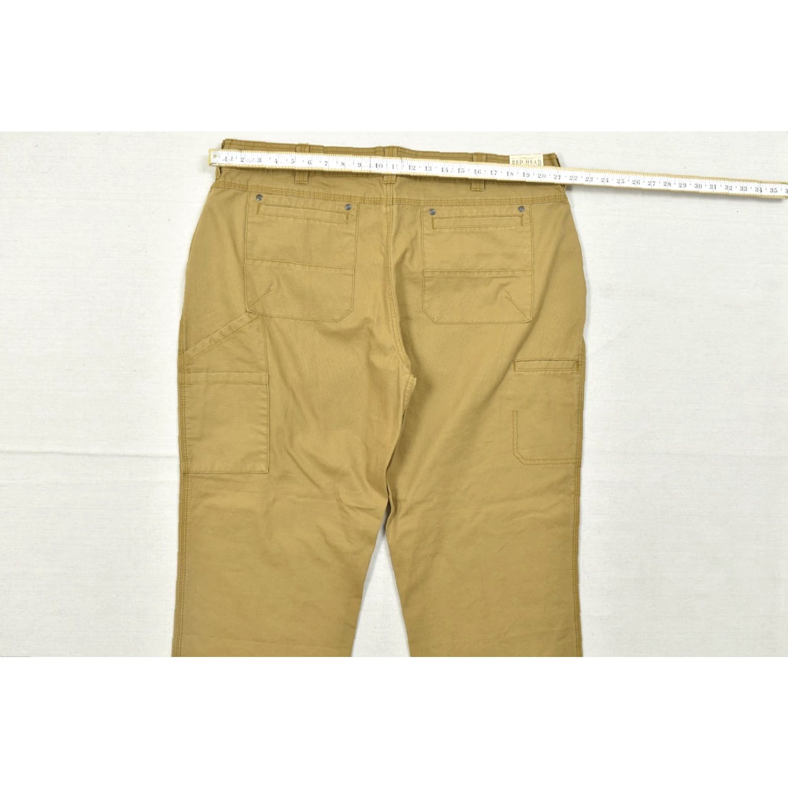 Vintage Red Head Mens Cargo Pants 42x30 Relaxed Fit Cotton Canvas Tan Beige Cargo Pocket Straight Front Zip Workwear Casual Pants Mens Size US 42 / EU 58 - 6 Thumbnail