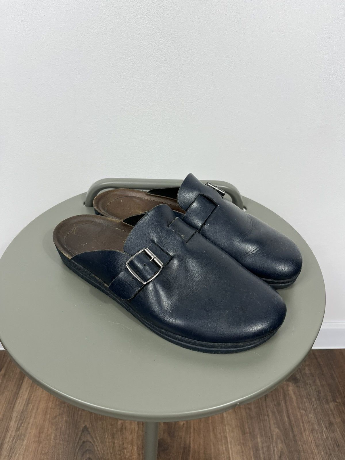 Rohde Leather Clogs Sandals Buckle Navy EU 43 Austria