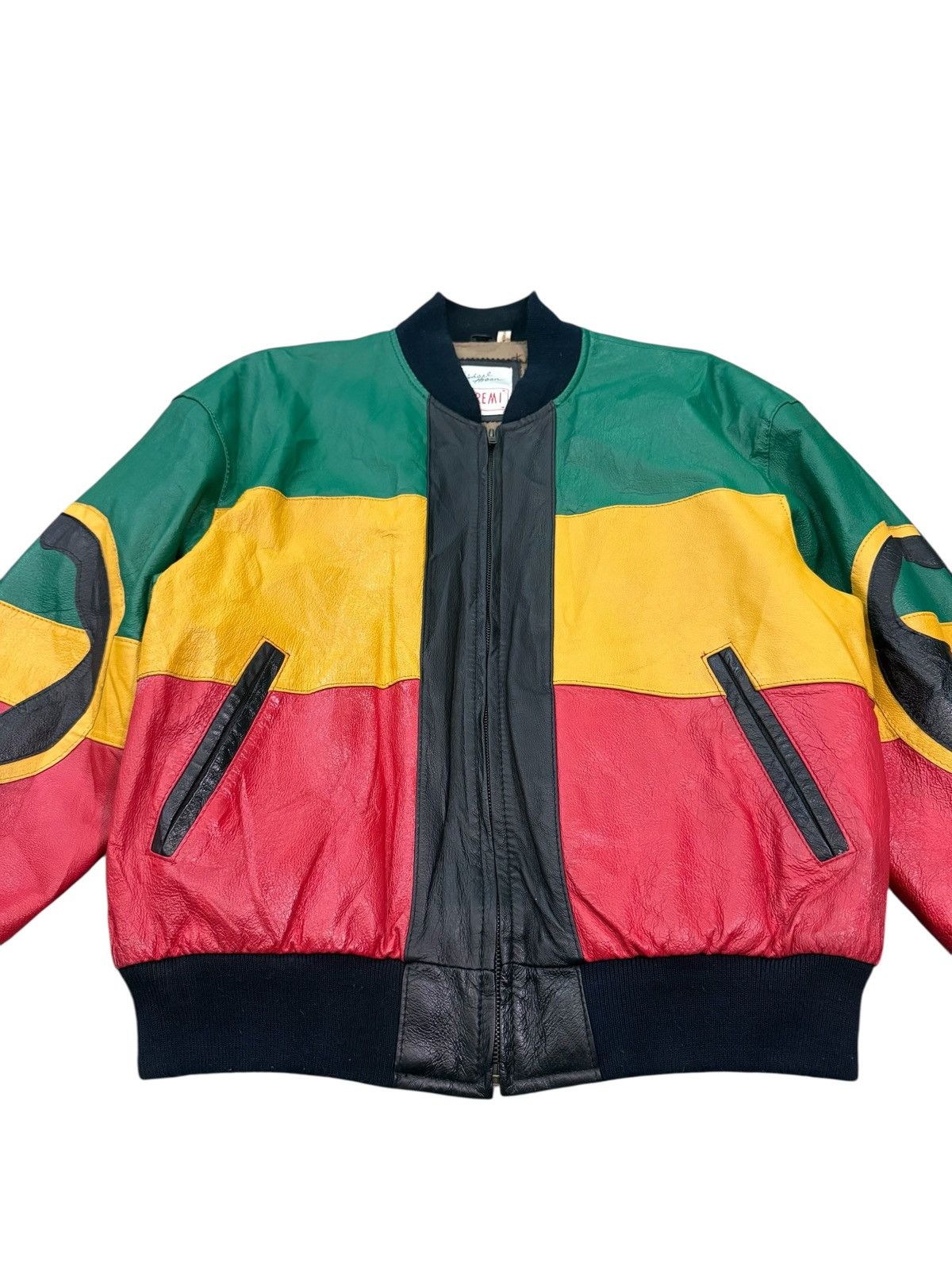 Michael Hoban RARE VINTAGE MICHAEL HOBAN RASTA LEATHER BOMBERS JACKET Size US M / EU 48-50 / 2 - 7 Thumbnail
