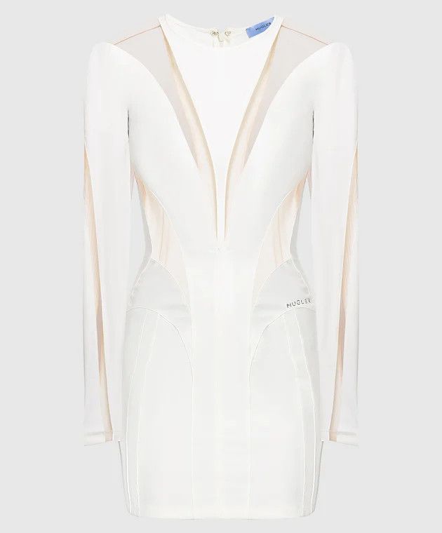 Mugler o1mle0524 Illusion Mini Dress in White Size S / US 4 / IT 40 - 1 Thumbnail