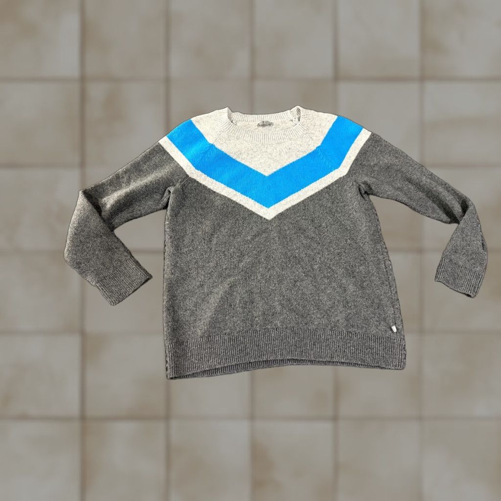 Talbots Talbots Sweater Womens 1X Gray Blue Chevron Colorblock Long Sleeve Knit Pullover Size XL / US 12-14 / IT 48-50 - 1 Thumbnail