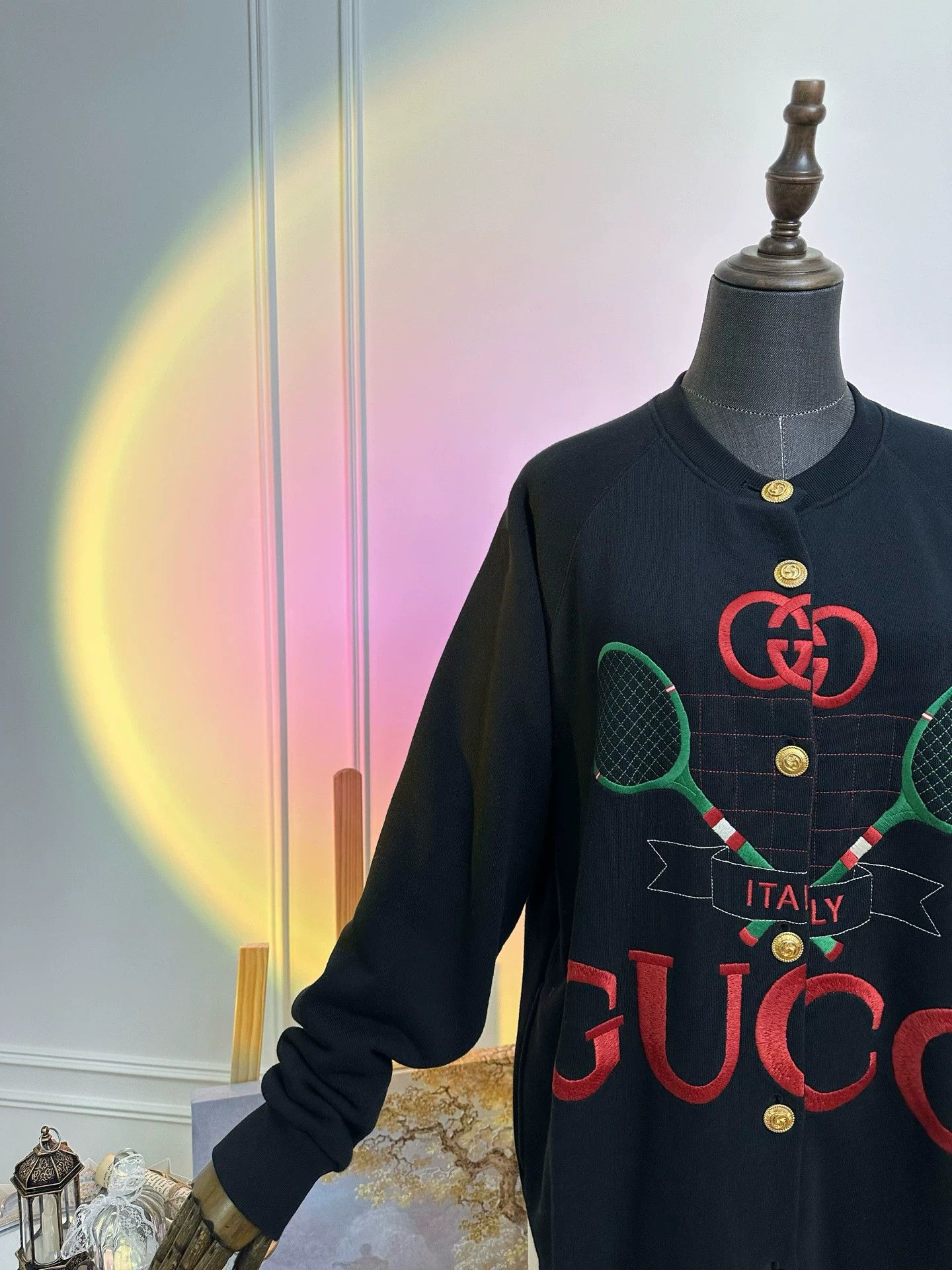Gucci GUCCI FW21 tennis logo gold overcoat women's black Size XS / US 0-2 / IT 36-38 - 6 Thumbnail