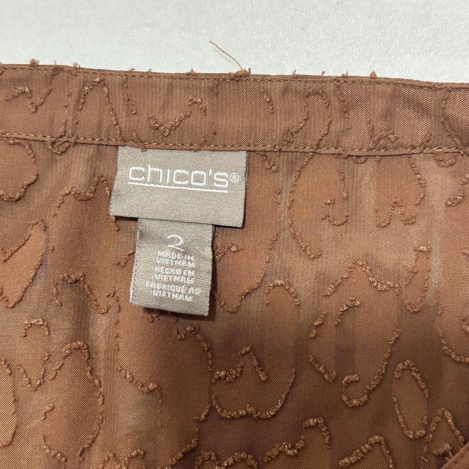 Chicos Chicos Large Brown Animal Print 3/4 Sleeve Sheer Blouse Size L / US 10 / IT 46 - 8 Thumbnail