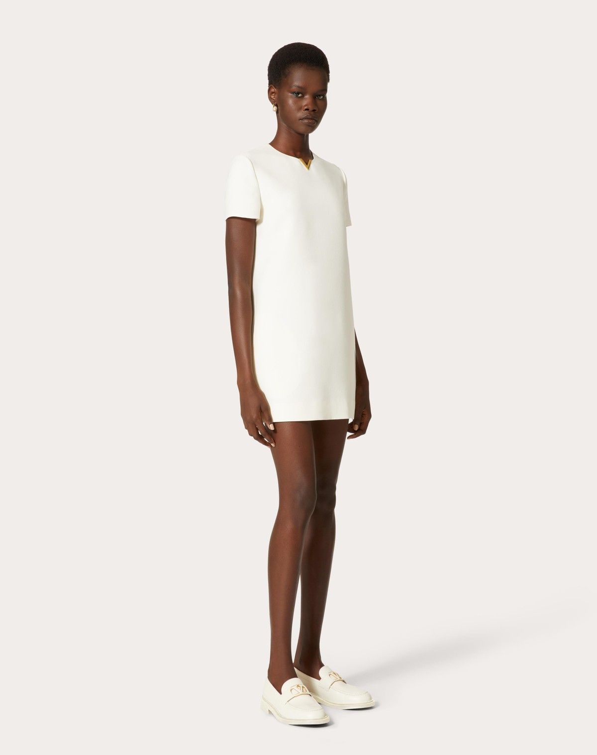Valentino o1s1wg110525 Crepe Couture Short Dress in White Size XS / US 0-2 / IT 36-38 - 3 Thumbnail