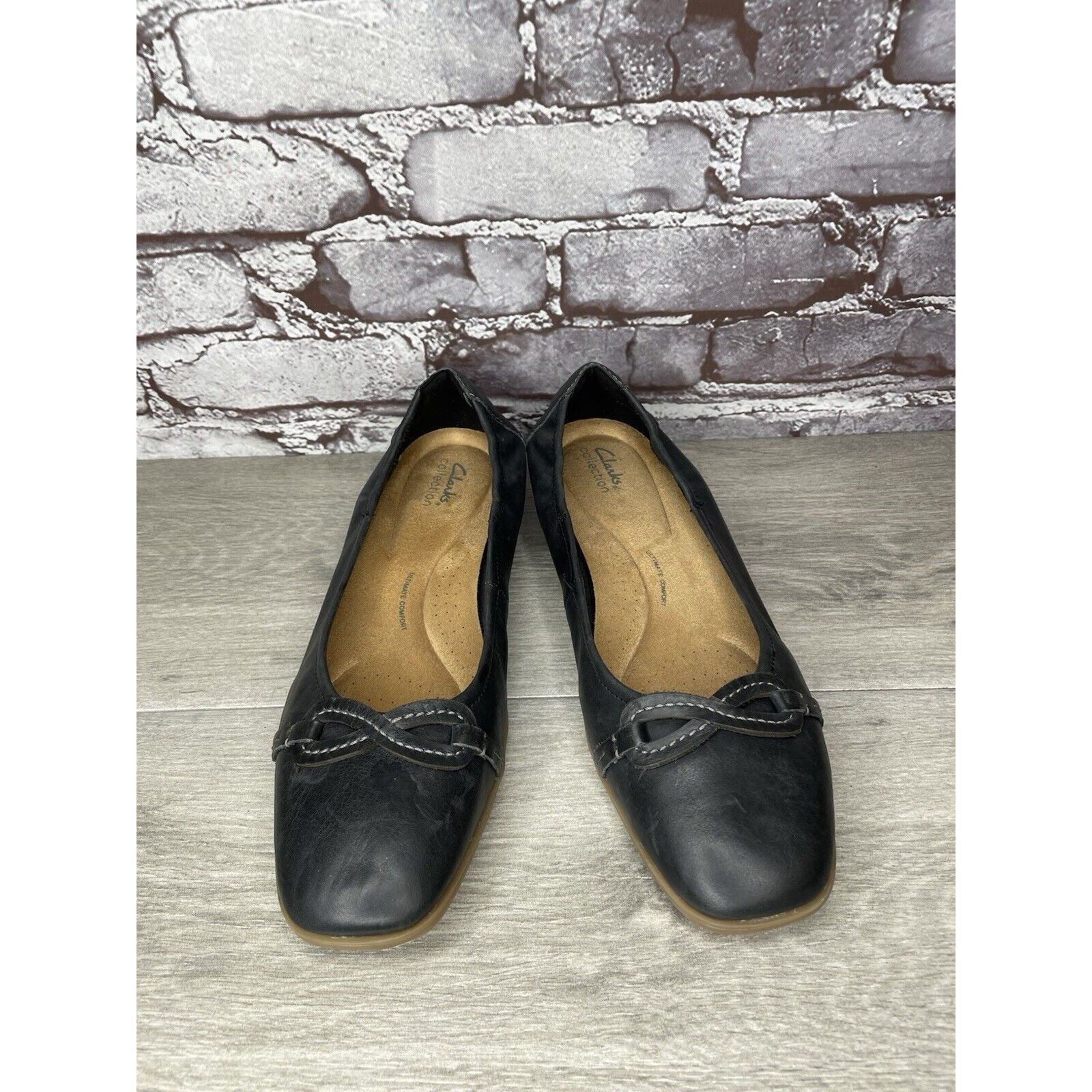 Clarks Clarks Collection Black Leather Slip On Flats Shoes Women Sz Size US 11 / IT 41 - 18 Thumbnail