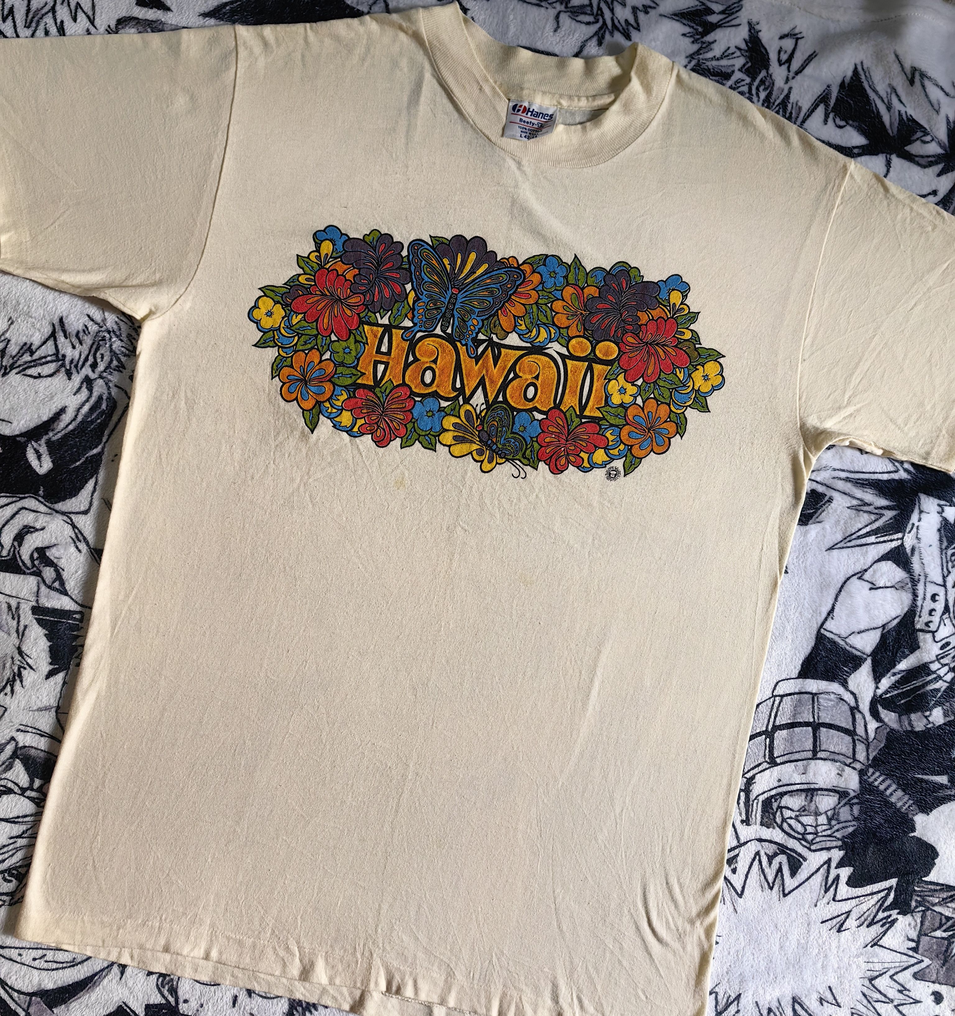 Hanes Vintage early 80's Hanes Beefies Hawaii Flower Power (Rare) Size US L / EU 52-54 / 3 - 2 Thumbnail