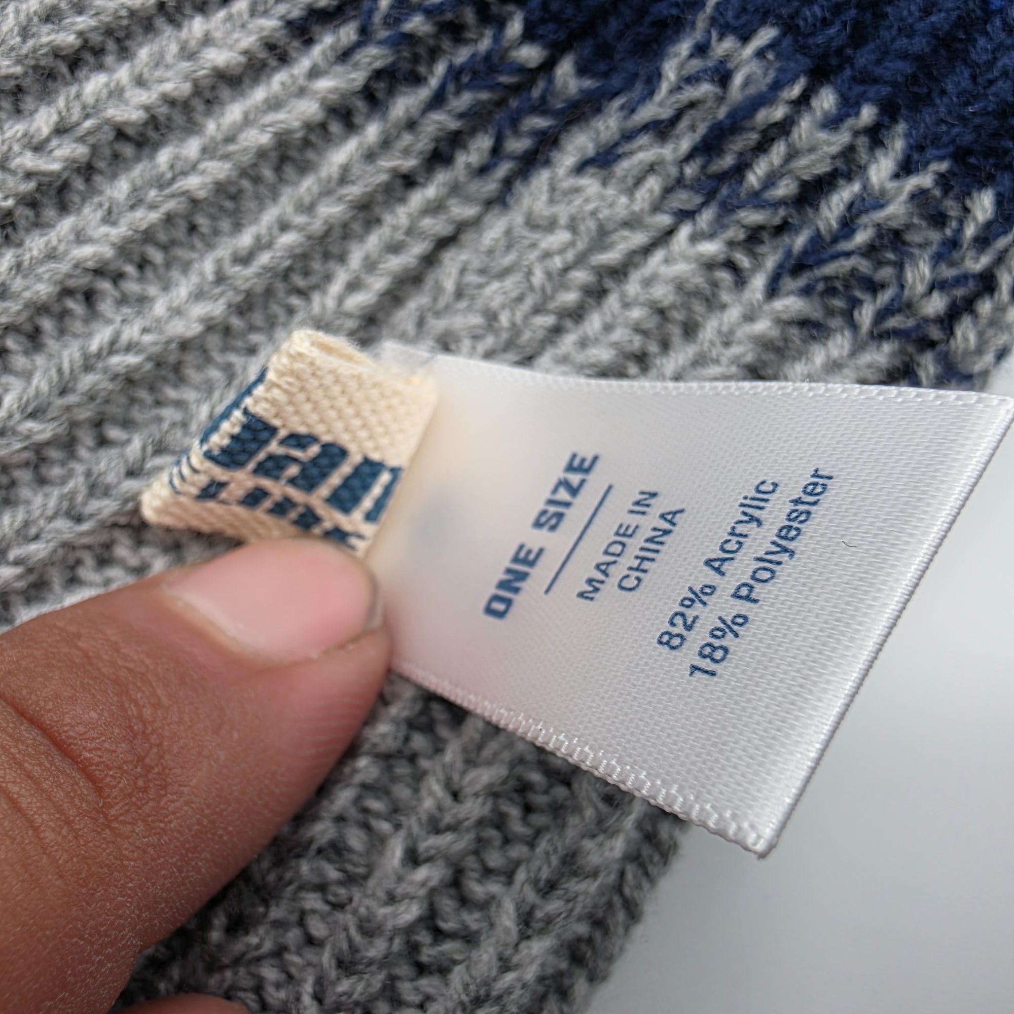 Urban Outfitters Urban Outfitters Blue Gray Pom Beanie Ribbed Knit One Size W Size ONE SIZE - 6 Thumbnail