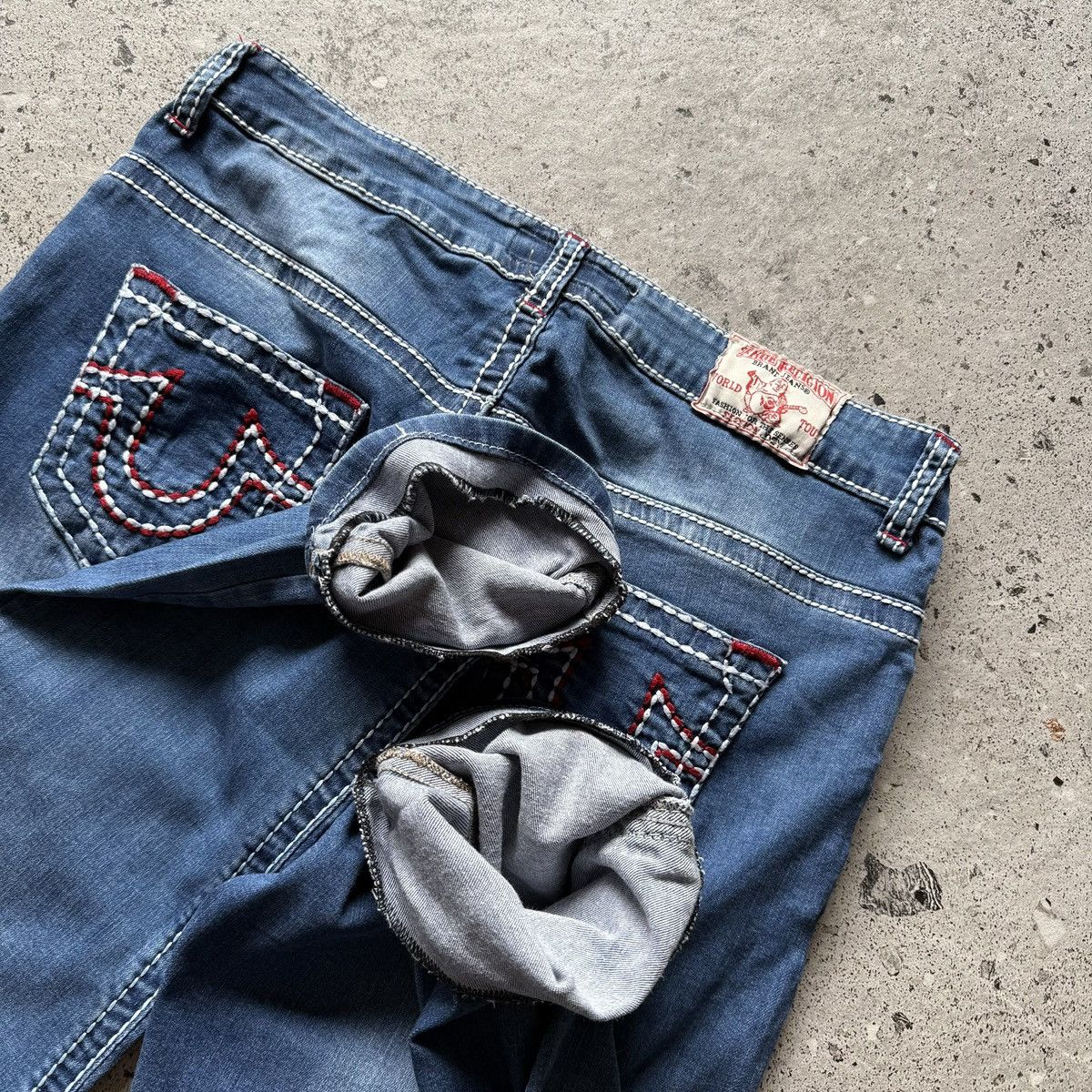 True Religion True Religion Mens Blue Denim Contrast Stitch Pocket Jeans Size US 33 - 5 Thumbnail