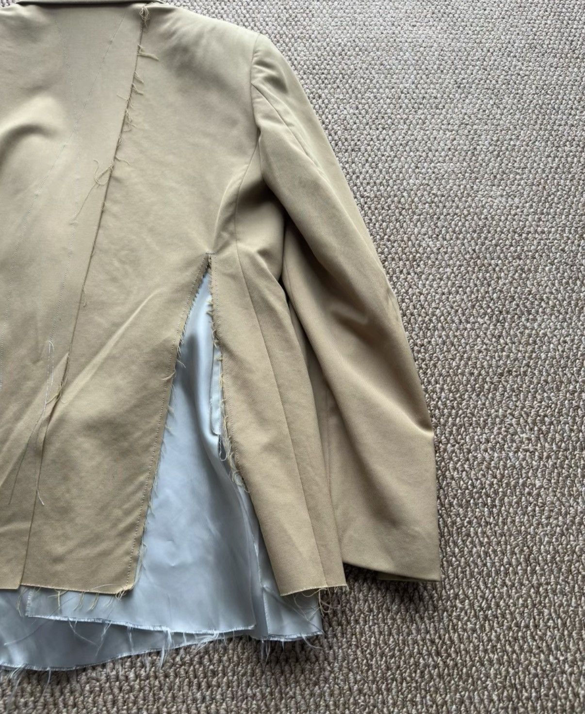 Sulvam Sulvam Khaki Deconstructed Blazer with Raw Edges K23 Size US M / EU 48-50 / 2 - 7 Thumbnail