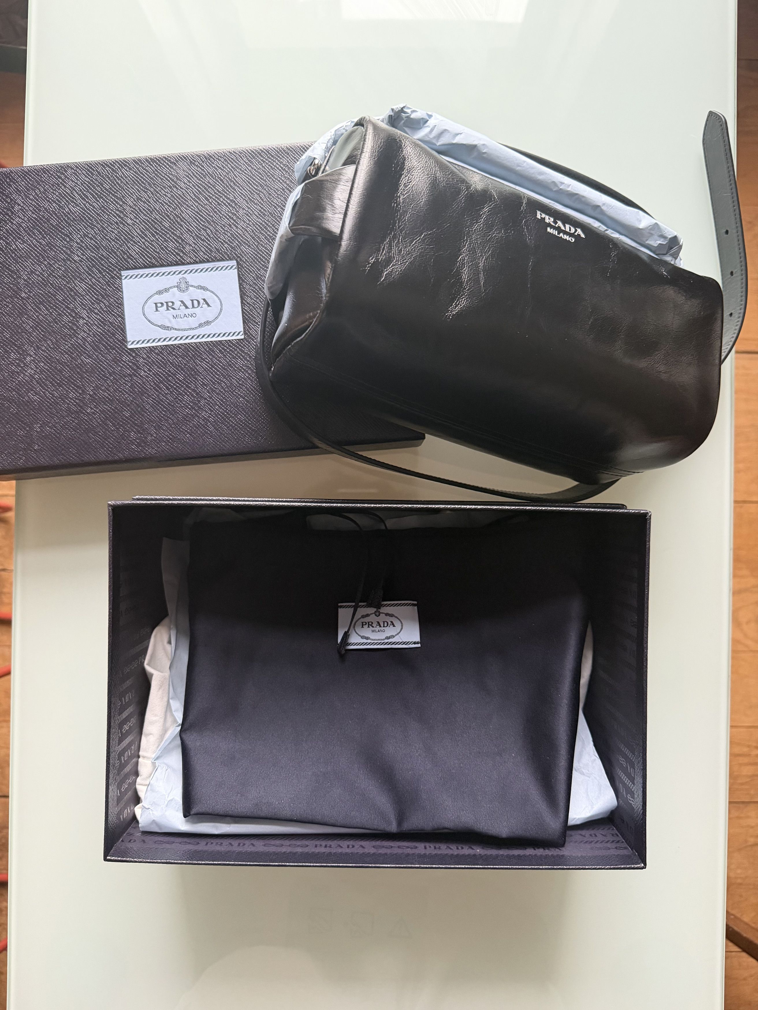 Prada Prada Black Leather Shoulder Bag MSRP $2,550 Size ONE SIZE - 4 Thumbnail