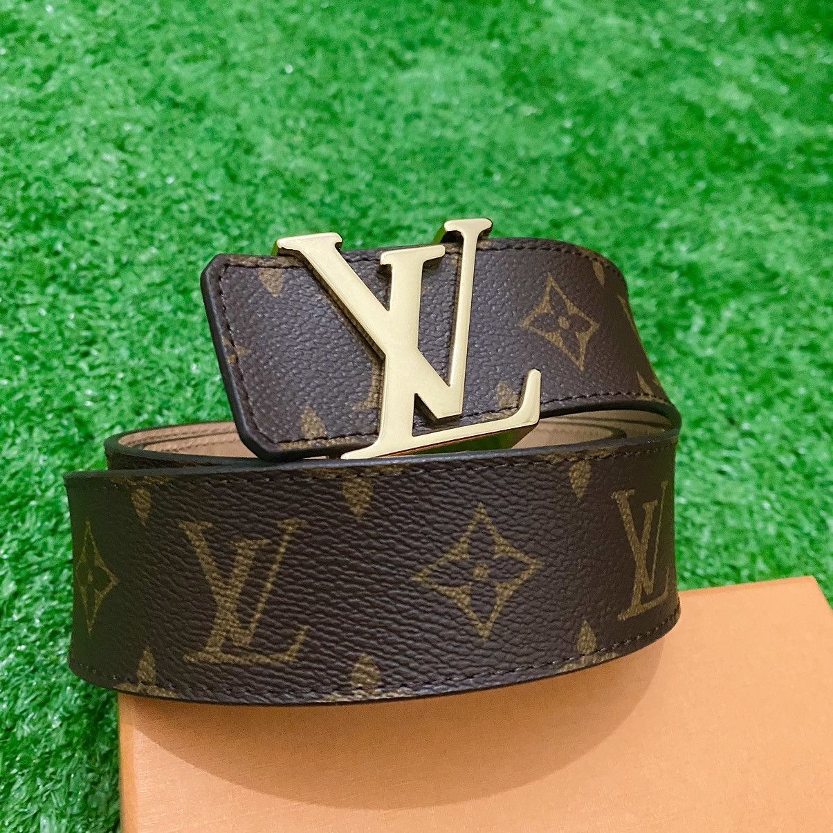 Louis Vuitton LOUIS VUITTON 40 Mono 95 Gold Buckle Belt Complete Set NEW! Size 38 - 3 Thumbnail
