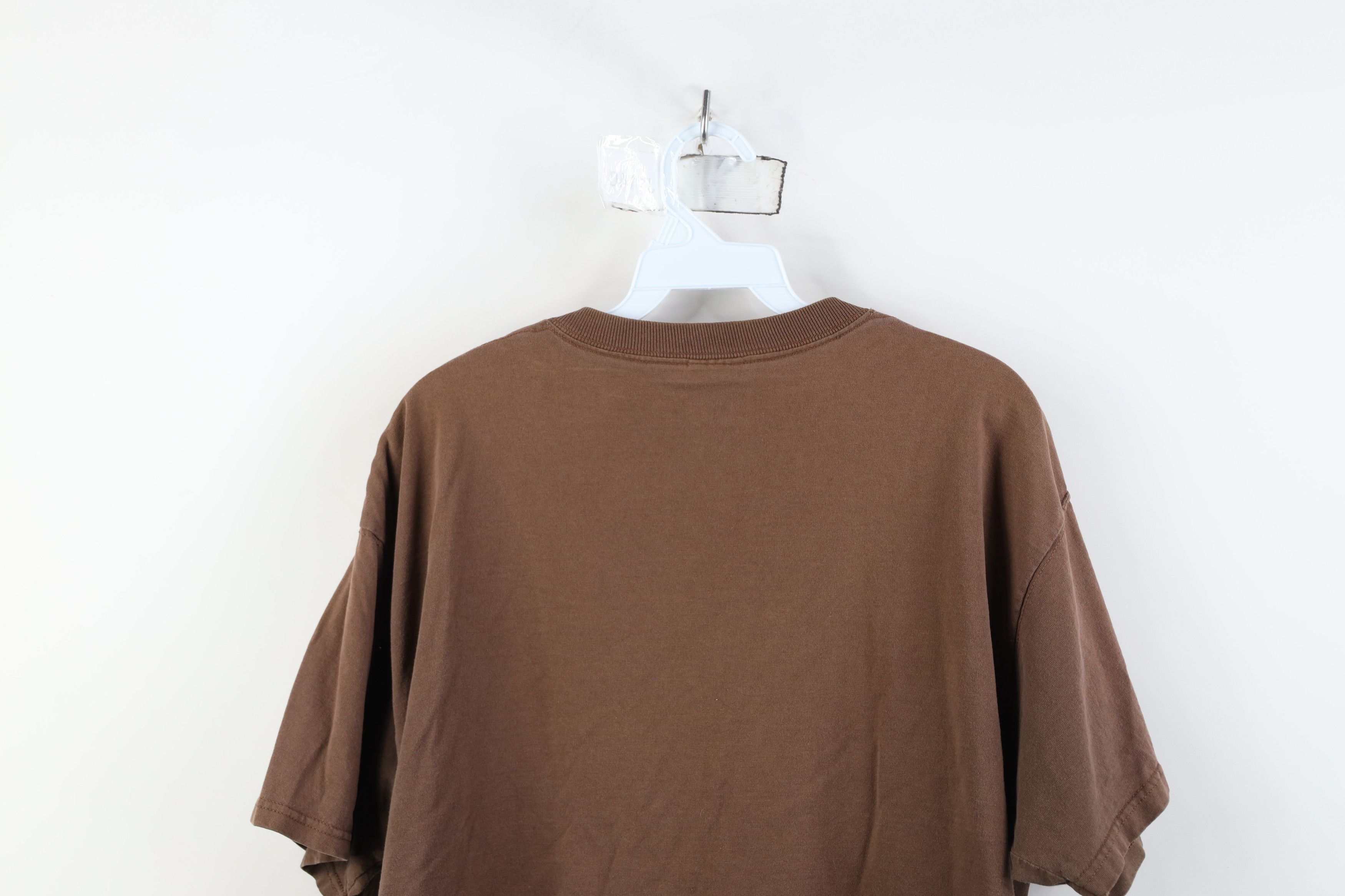 Vintage Vintage 90s Y2K Streetwear Blank Pocket T-Shirt Brown Cotton Size US L / EU 52-54 / 3 - 14 Thumbnail