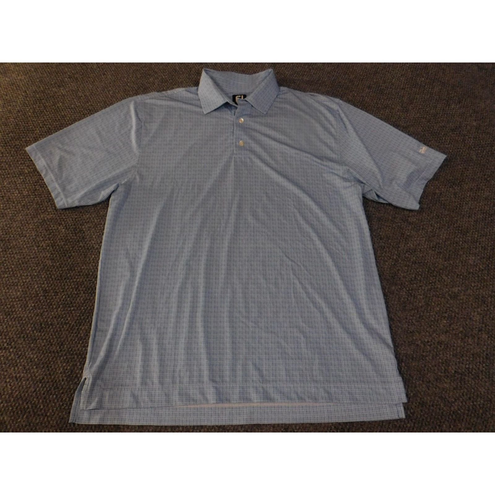 Footjoy FootJoy Polo Shirt Mens XL Blue Grid Check Golf Performance Lightweight Short Sleeve Breathable Moisture Wicking Collar FJ Logo Size US XL / EU 56 / 4 - 4 Thumbnail