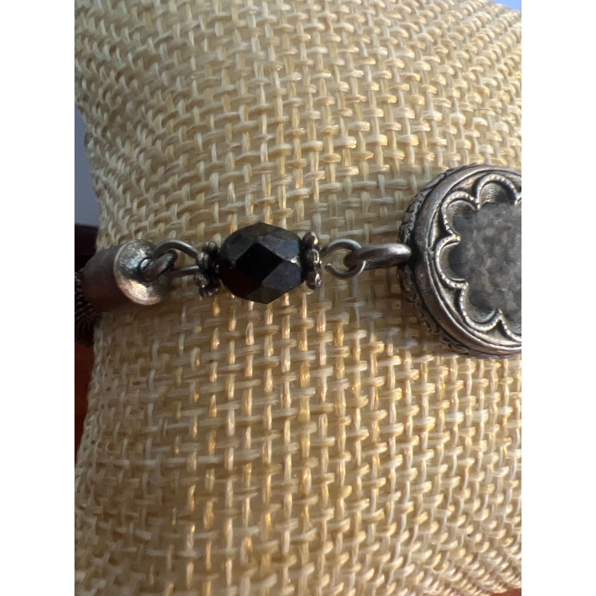 Other Vintage GB Collection Sterling Silver Bracelet Mesh Black Gl Size ONE SIZE - 3 Thumbnail