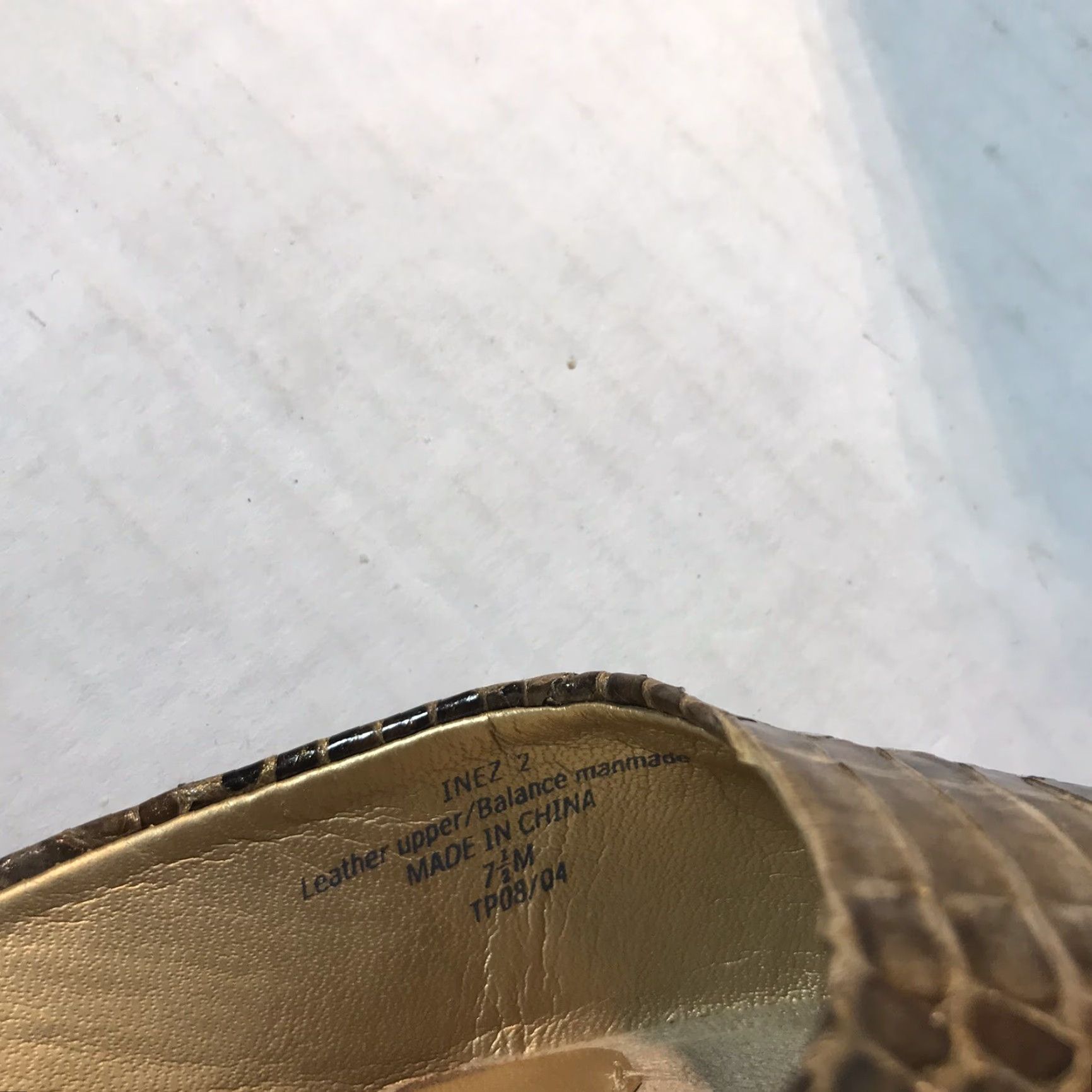 Liz Claiborne Liz Claiborne Flex Inez2 Leather Mules Womens Size 7.5 Casual Business Dress Square Toe Fall Spring Summer Gold Brown Snake Print Size US 7.5 / IT 37.5 - 7 Thumbnail