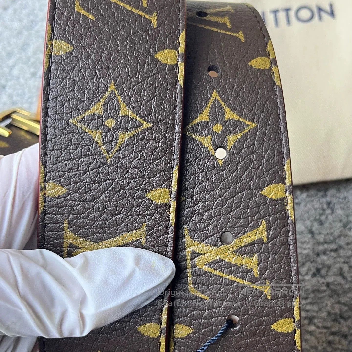 Louis Vuitton louis vuitton brown logo embossed leather belt. Size ONE SIZE - 3 Thumbnail