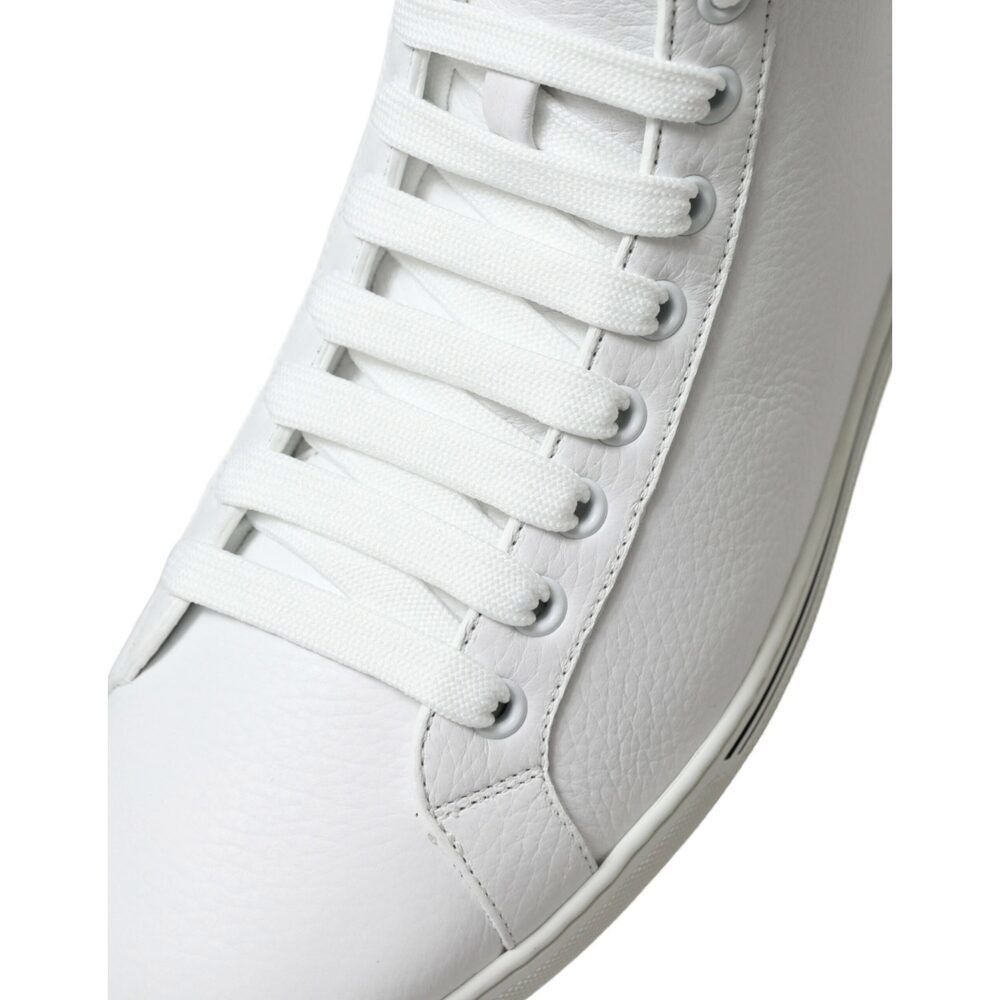 Dolce & Gabbana Dolce & Gabbana Elegant White Leather High Top Sneakers Size US 7 / EU 40 - 8 Thumbnail