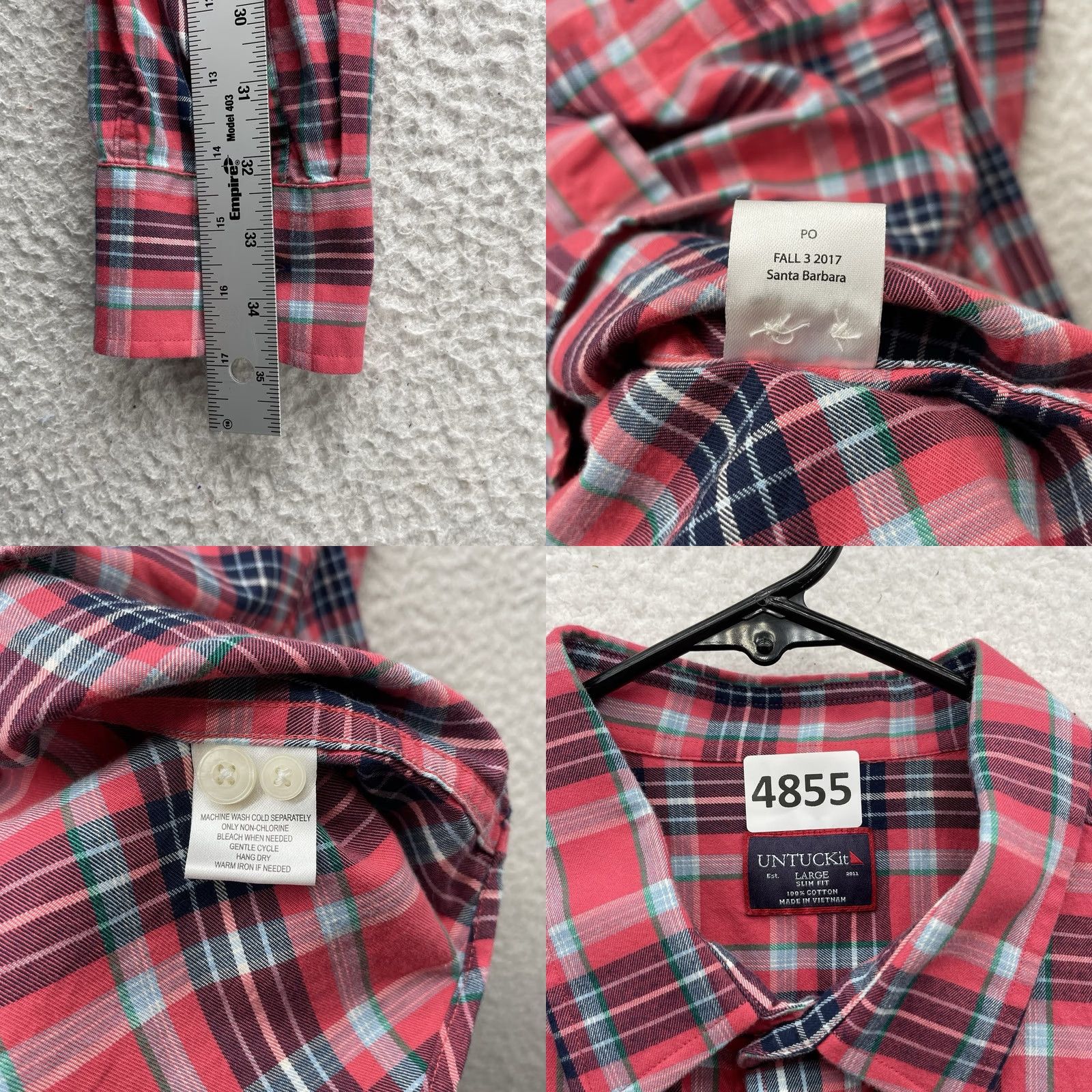 UNTUCKit UNTUCKit Shirt Mens Large Slim Fit Plaid Button-Up Casual Poplin Cotton Multicolor Red Blue Green 90s Preppy Collared Long Sleeve Size US L / EU 52-54 / 3 - 8 Thumbnail