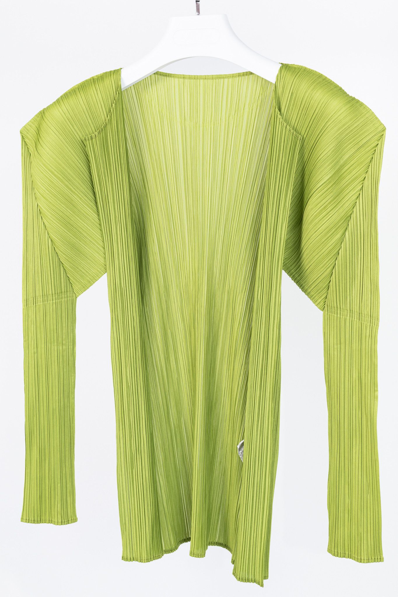 Pleats Please Issey Miyake Pleats Please Issey Miyake Lime-Green Open-Front Cardigan Size ONE SIZE - 3 Thumbnail