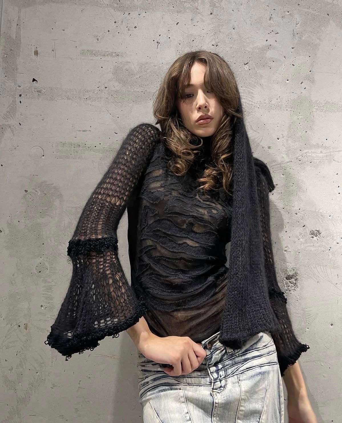 Other AW2007 Jean Paul Gaultier ‘Scarf Wrap’ Sheer/Mohair Blend Vampiric Knit Sweater Size XS / US 0-2 / IT 36-38 - 7 Thumbnail