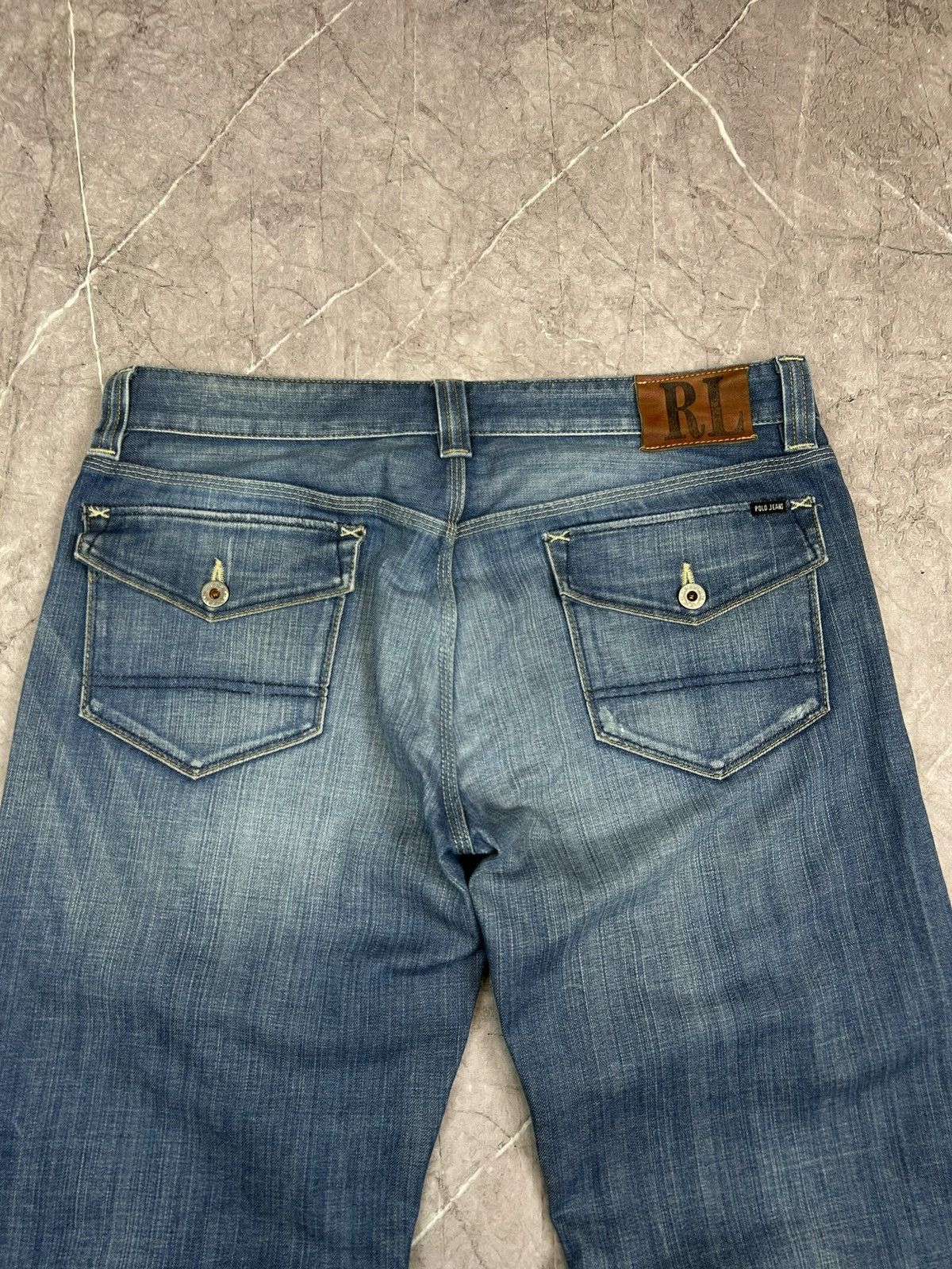 Polo Ralph Lauren × Vintage VINTAGE Y2K POLO RL BAGGY WIDE LEG LIGHT WASH DENIM JEANS Size US 34 / EU 50 - 4 Thumbnail