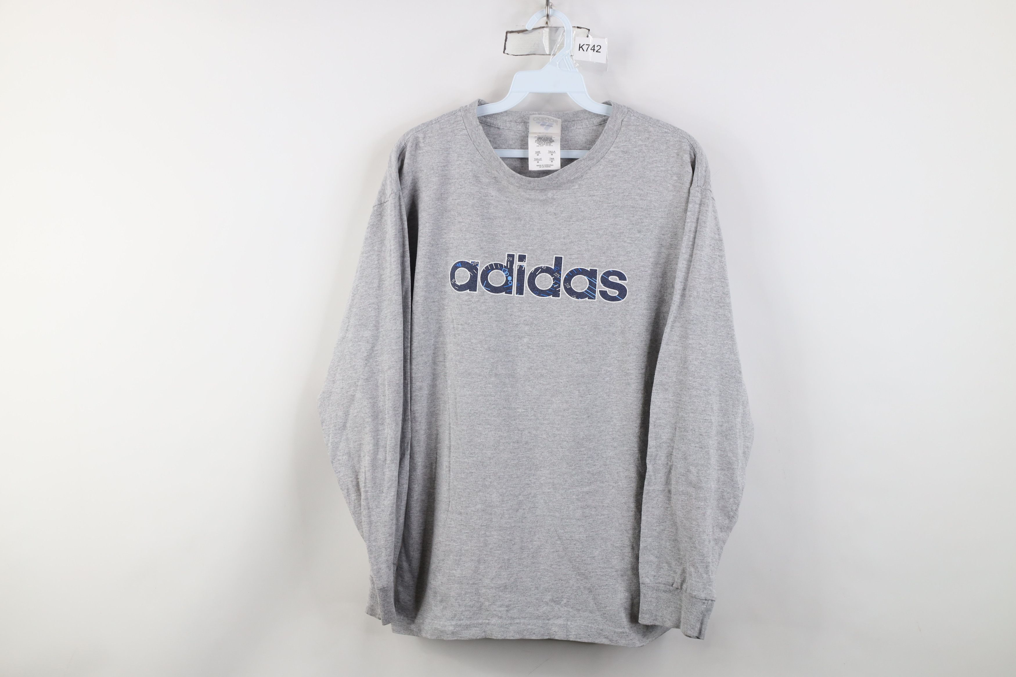 Adidas Vintage 90s Y2K Adidas Big Logo Long Sleeve T-Shirt Gray Size US M / EU 48-50 / 2 - 1 Thumbnail