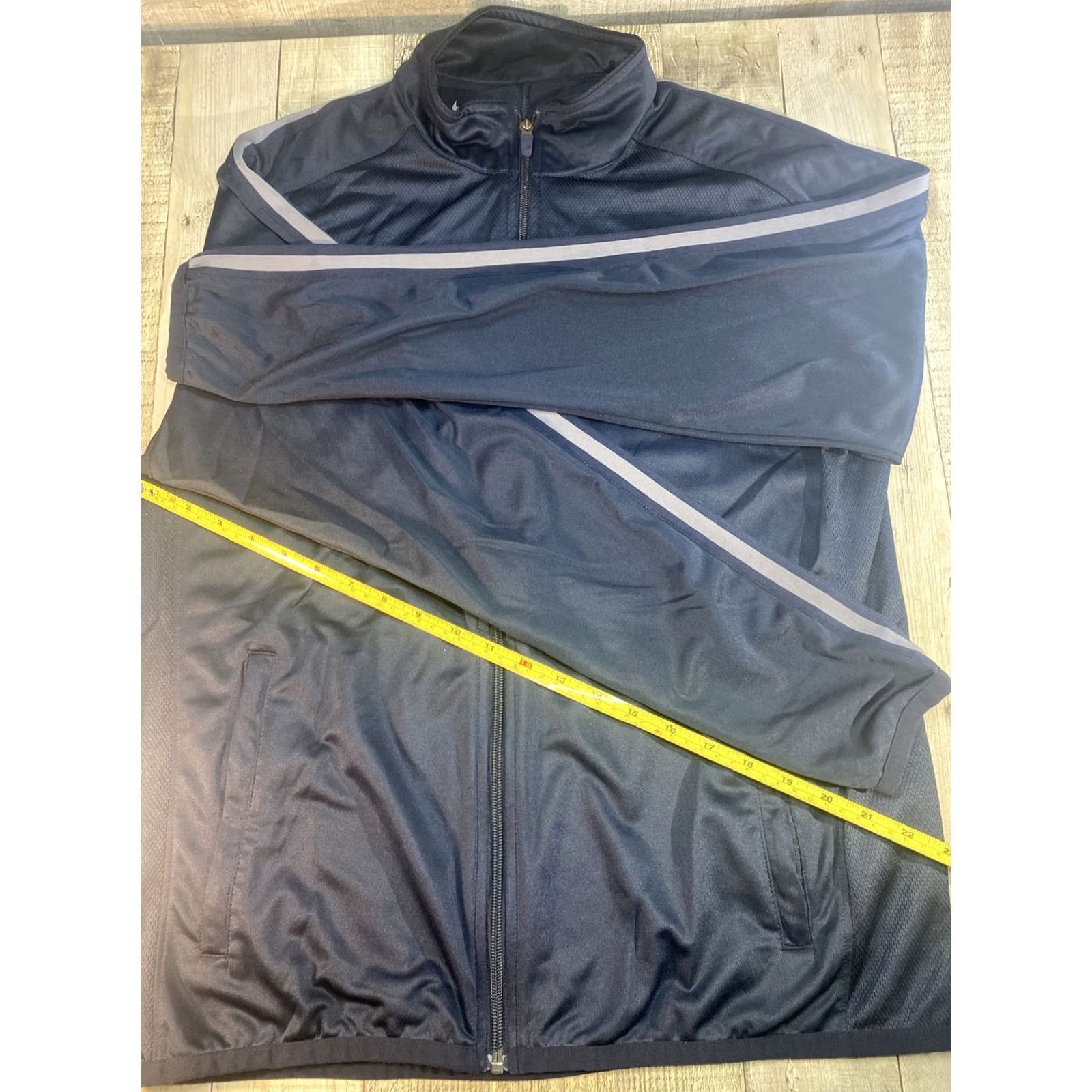Nike NIKE Black Full Zip-up Track Jacket Men L Regular Size Navy Blue Embroidery, NIKE Track Jacket, Full Zip, Polyester, Activewear, Size L, Men, Black Size US L / EU 52-54 / 3 - 4 Thumbnail