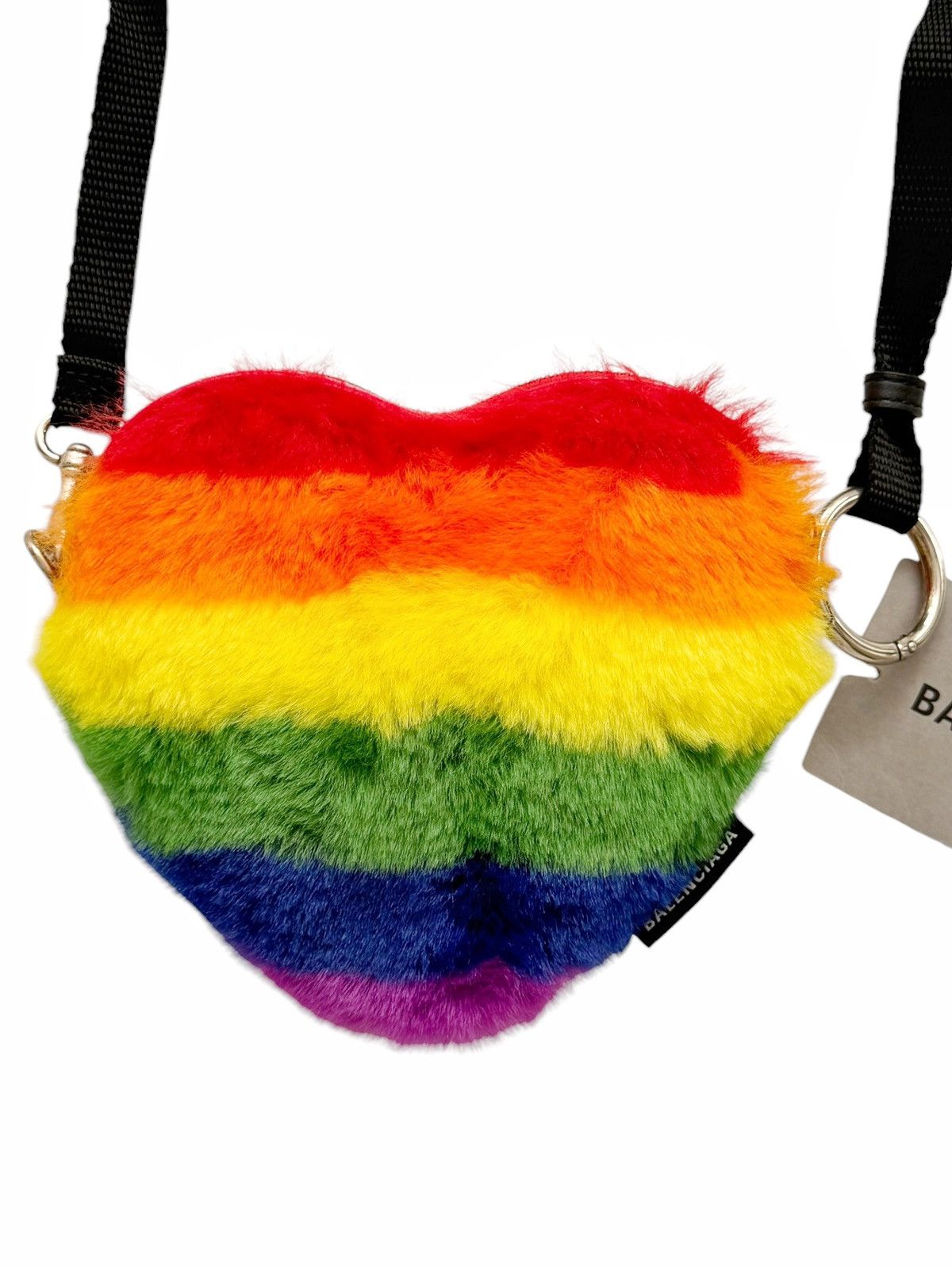 Balenciaga Faux Fur Rainbow Mini Heart Crossbody Bag Size ONE SIZE - 5 Thumbnail